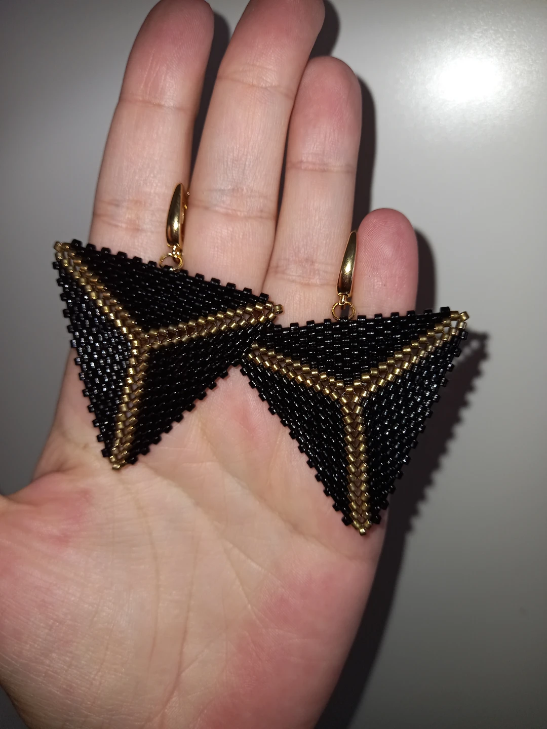 Beaded triangle earrings ✨️ 18K Gold Plated metal