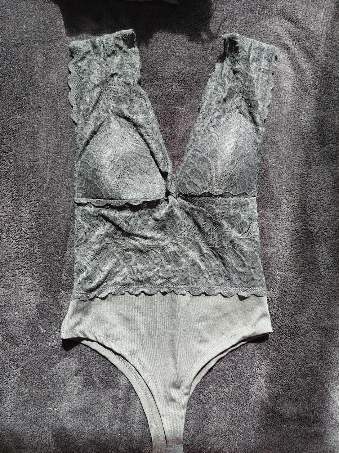 Dark Green Lace Bodysuit