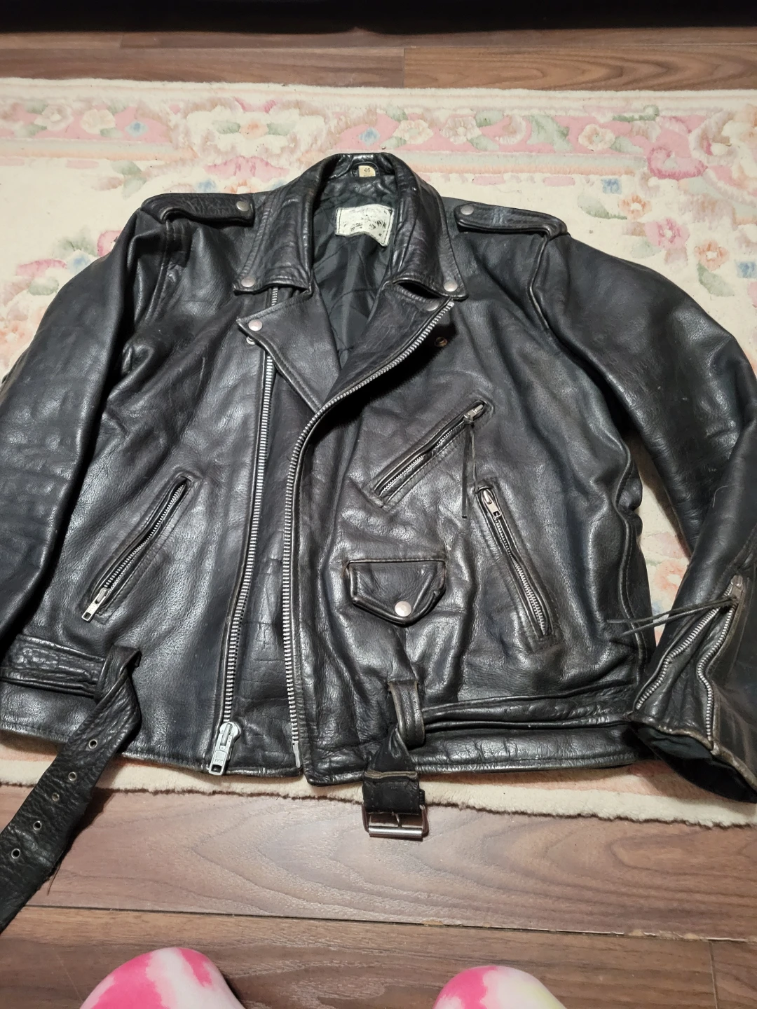 Vintage Black Leather Motorcycle Jacket