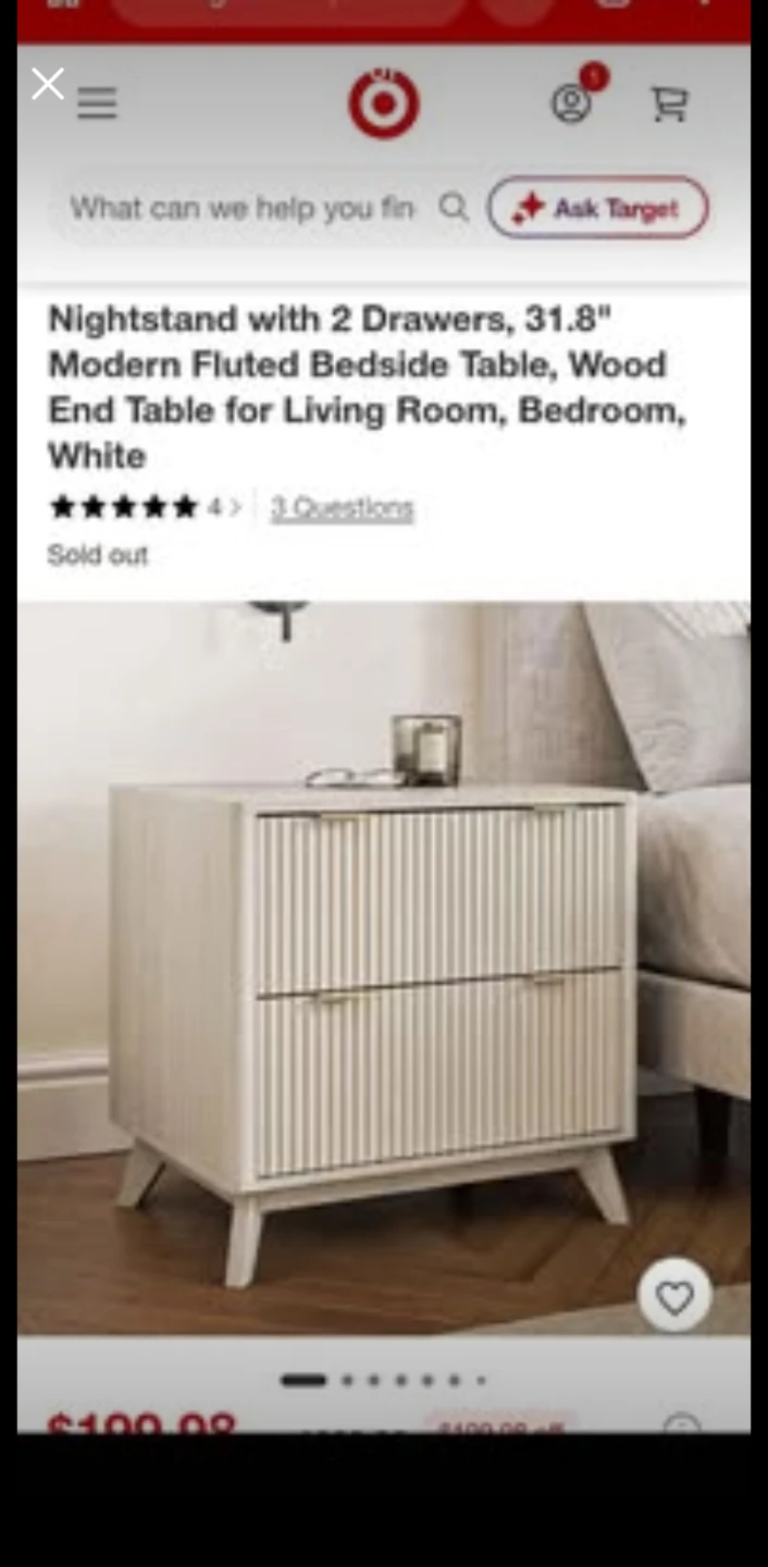 Modern Fluted 2-Drawer Nightstand, White - photo 5