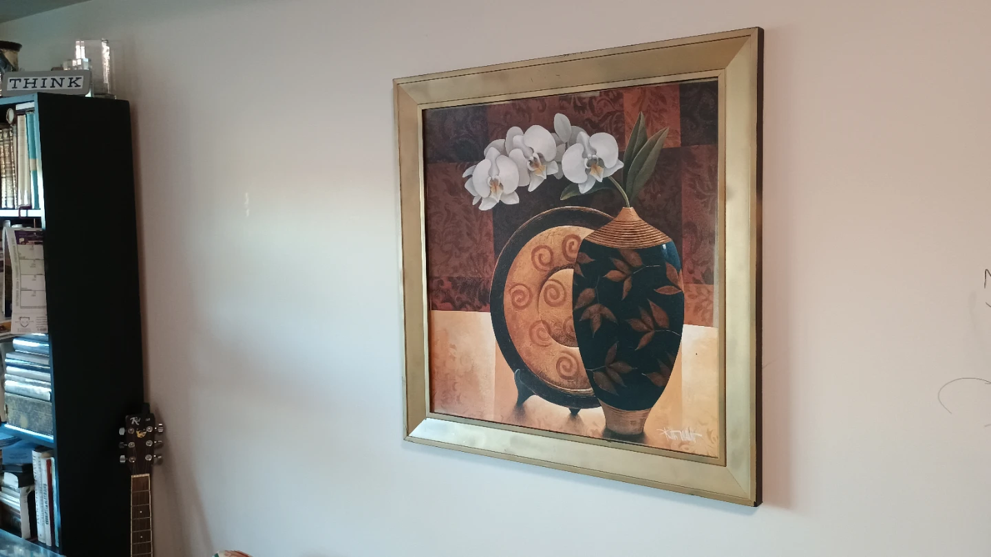 Floral Still Life Wall Art with Gold Frame