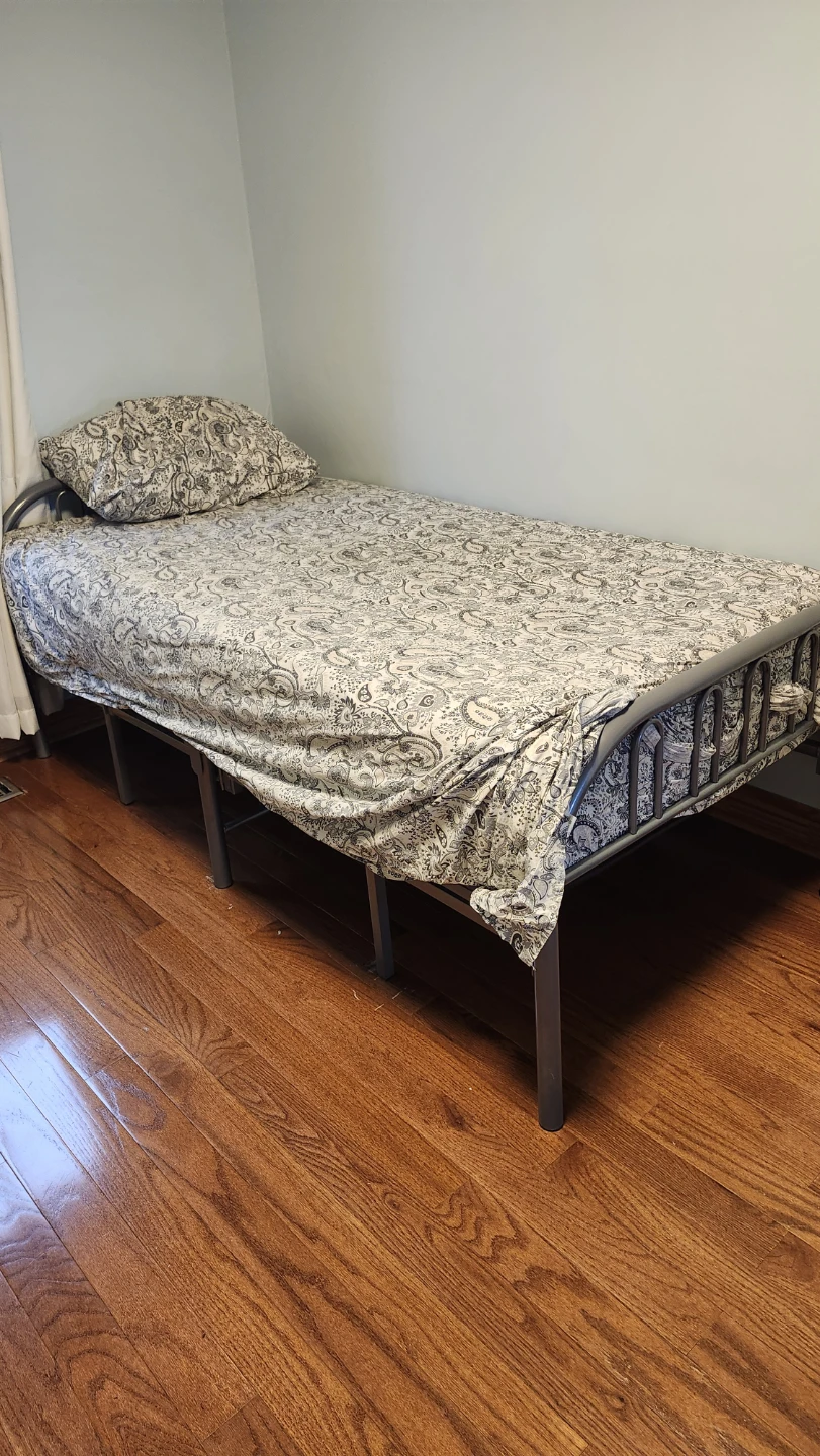 Single Metal Folding Bed Frame and Organic Cotton Mattress - photo 3