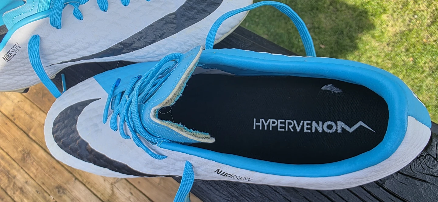 Nike Hypervenom Academy Soccer Cleats White/Blue Size 8 - photo 3