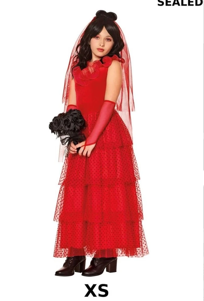 Beetlejuice Lydia Deetz Red Wedding Dress Costume XS - photo 2