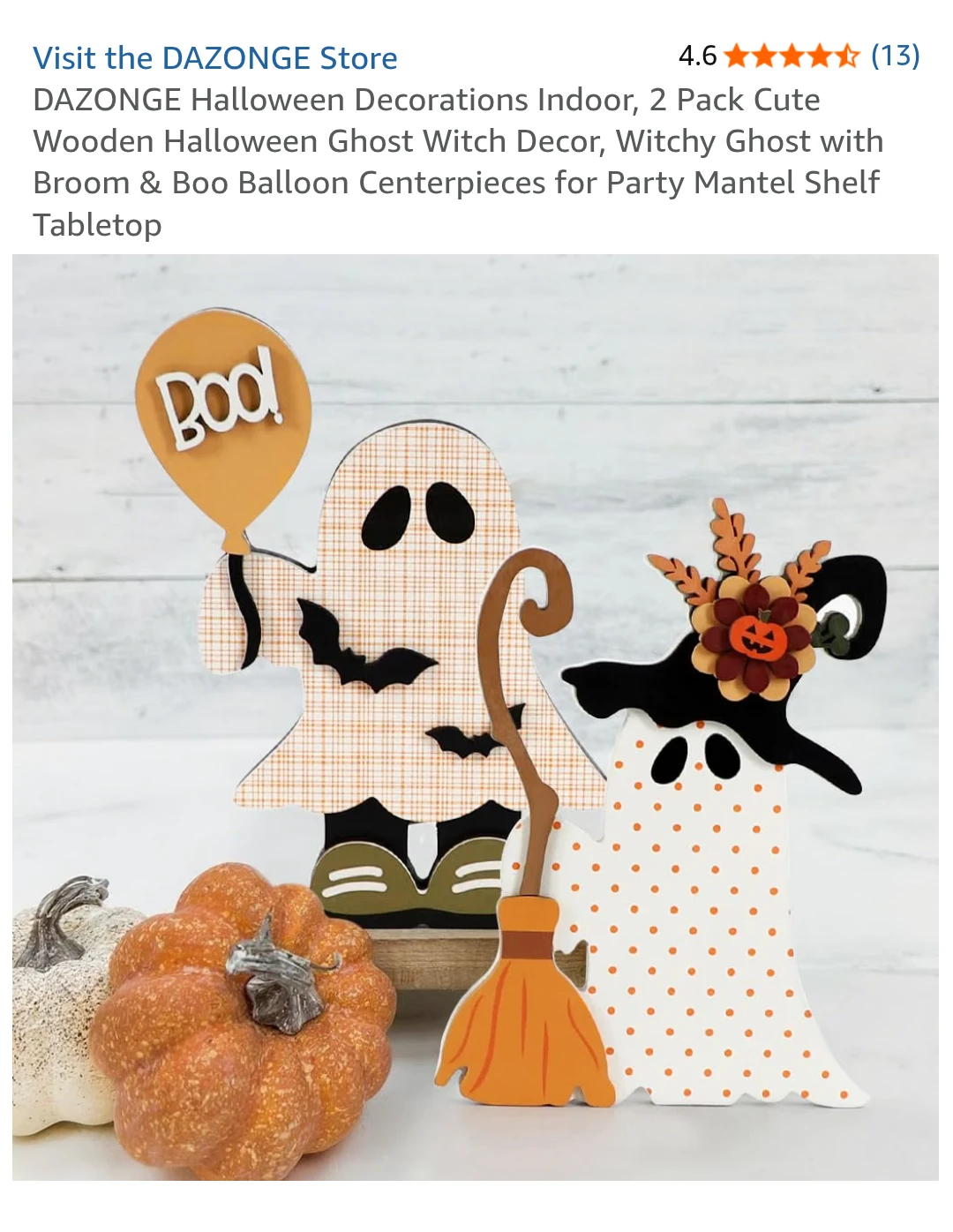 DAZONGE Halloween Wooden Ghost Figurines