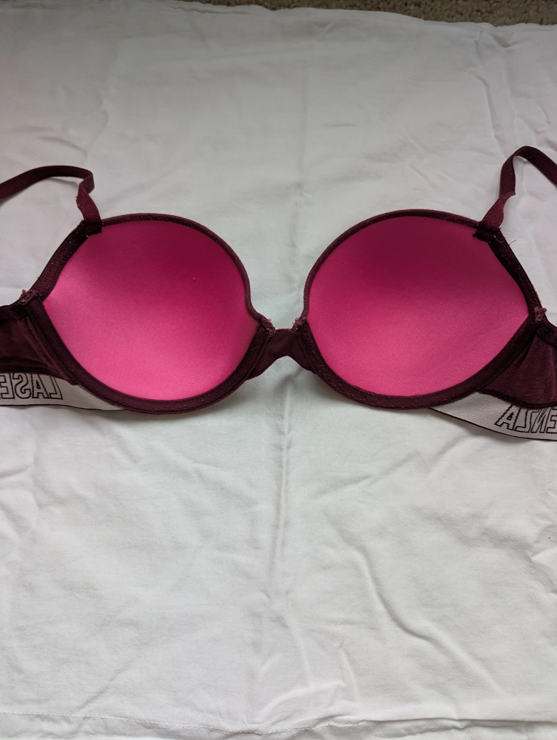 La Senza Remix Lightly Lined Cotton Balconnet Bra 34C burgundy - photo 2