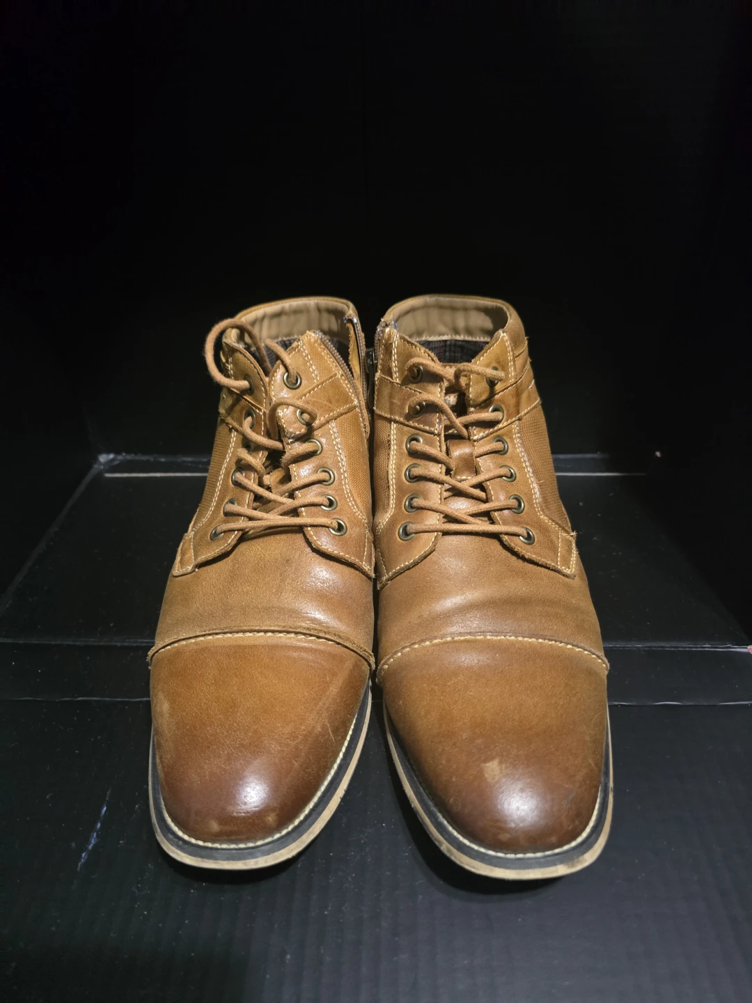Tan Lace-Up Ankle Boots - photo 3