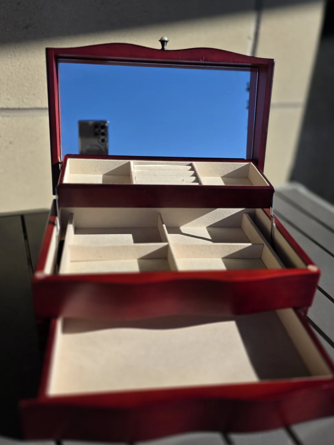 Wooden Jewellery Box with Mirror - photo 3