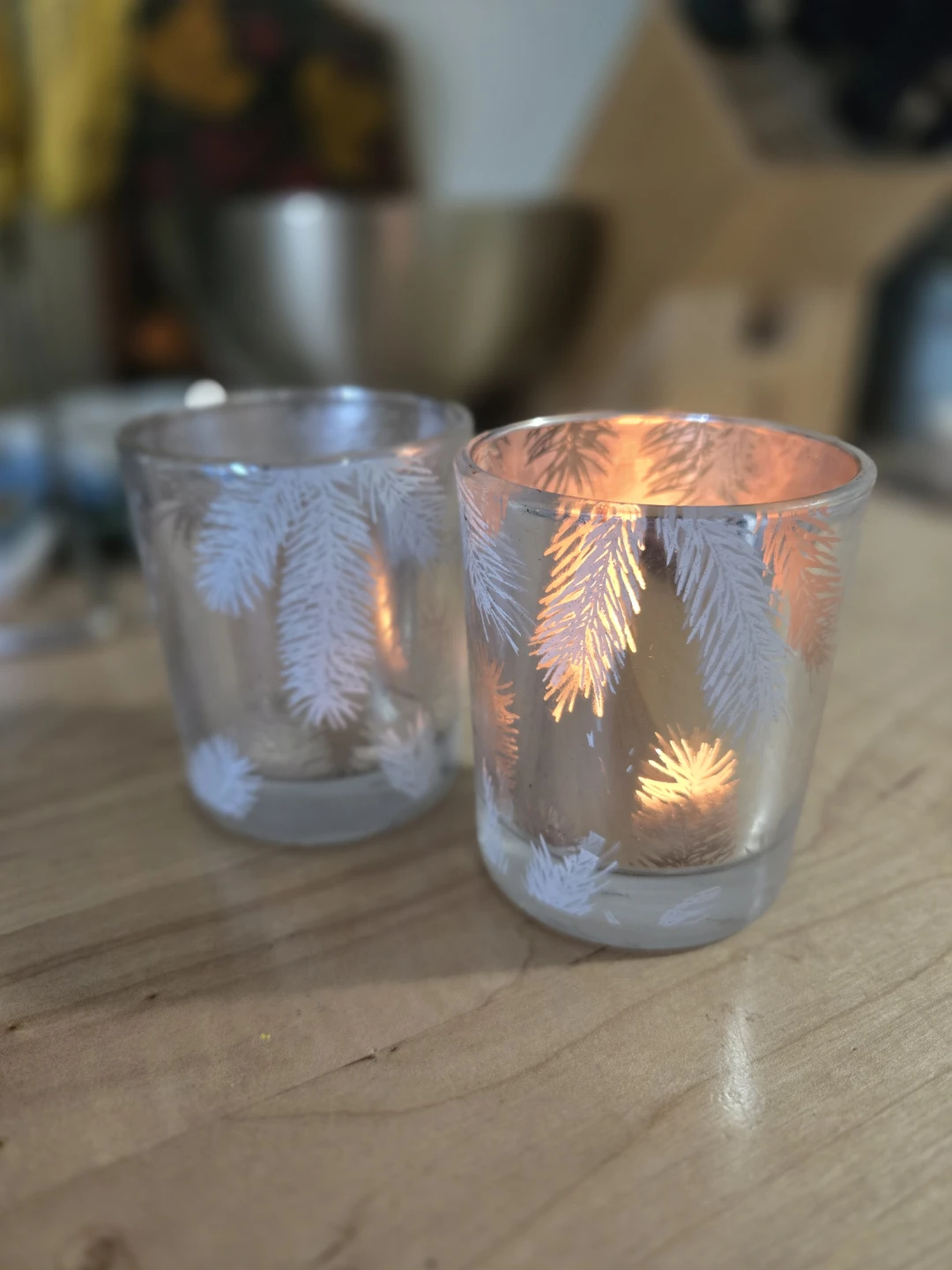 Two Glass Candle Holders
