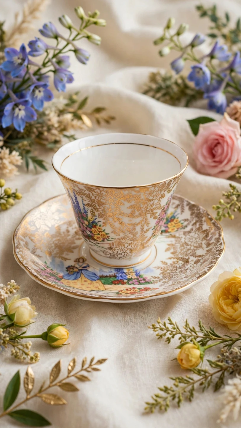 Vintage Fine Bone China Teacup and Saucer Set - photo 4