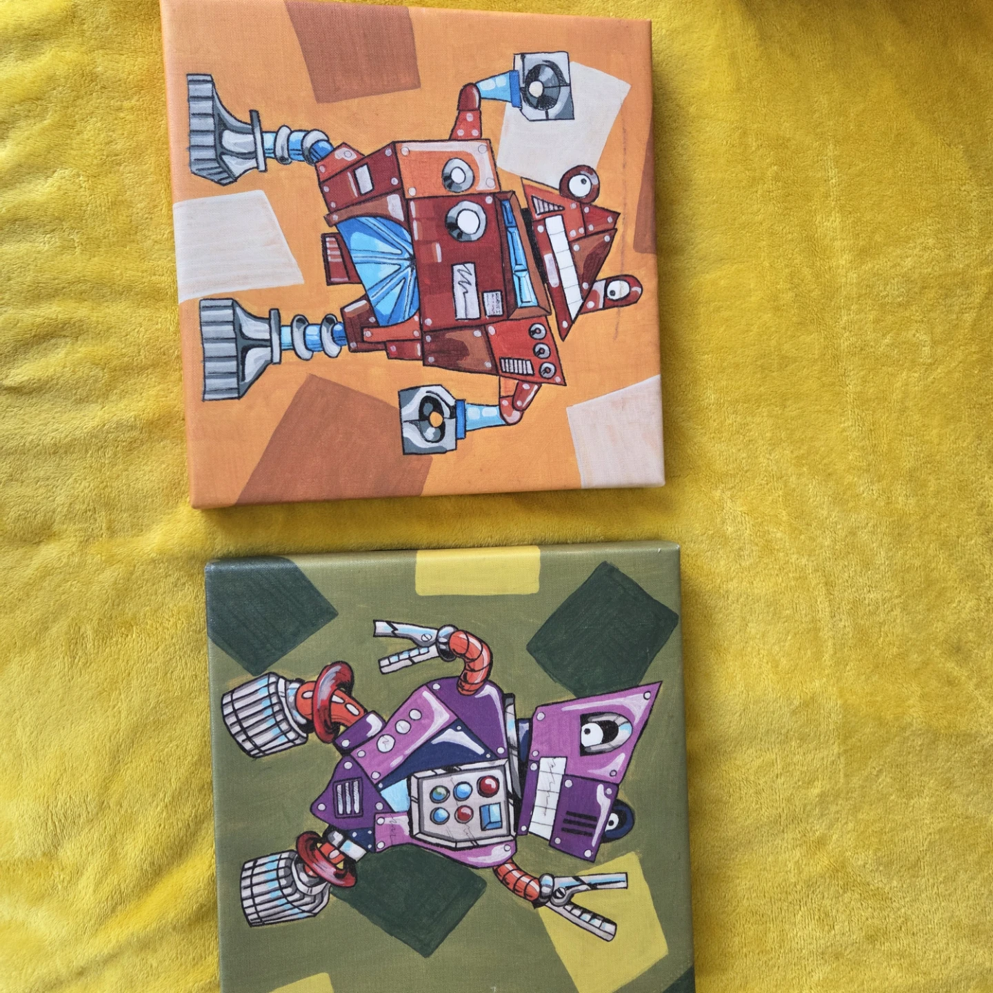 Set of Two Robot Canvas Wall Art