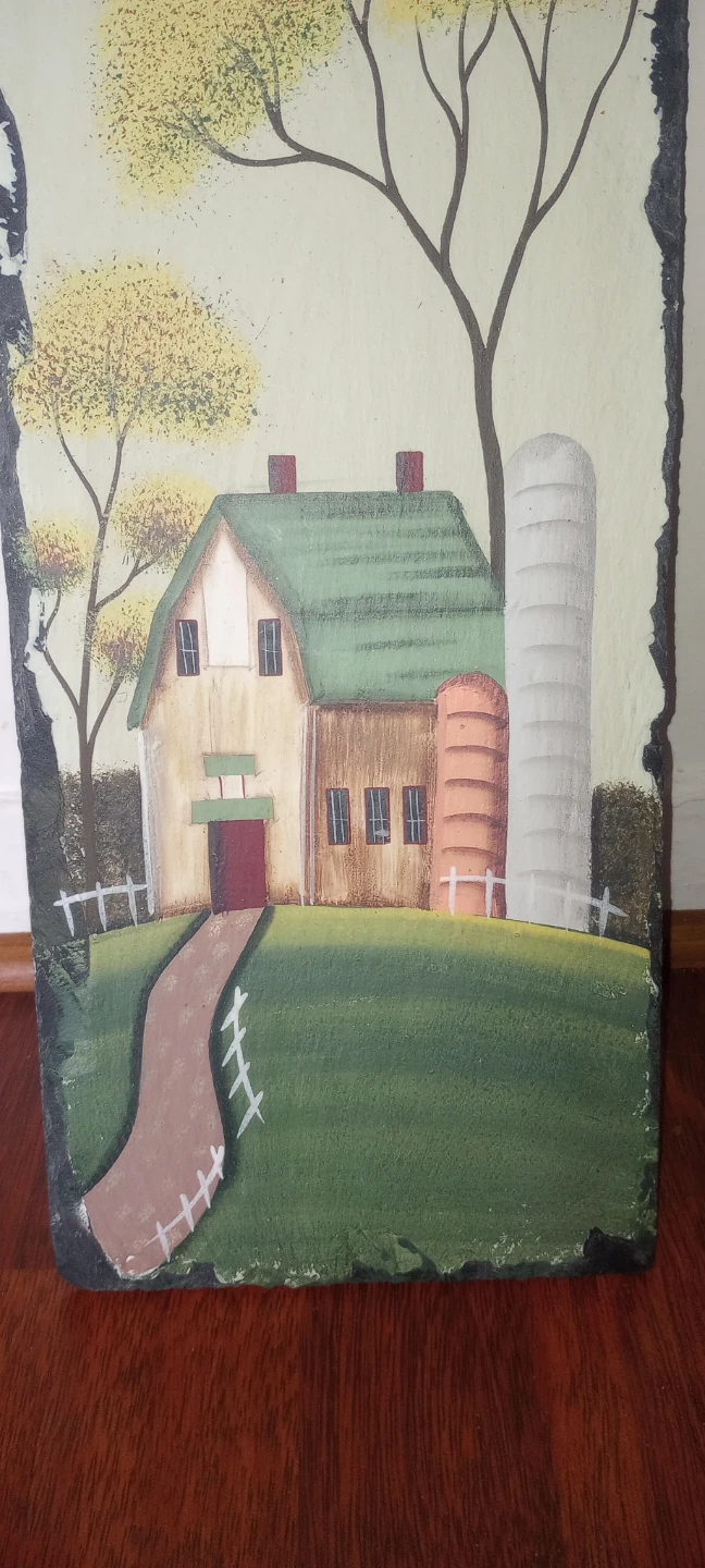 Vintage Hand Painted Farmhouse Slate Wall Hanging - photo 4