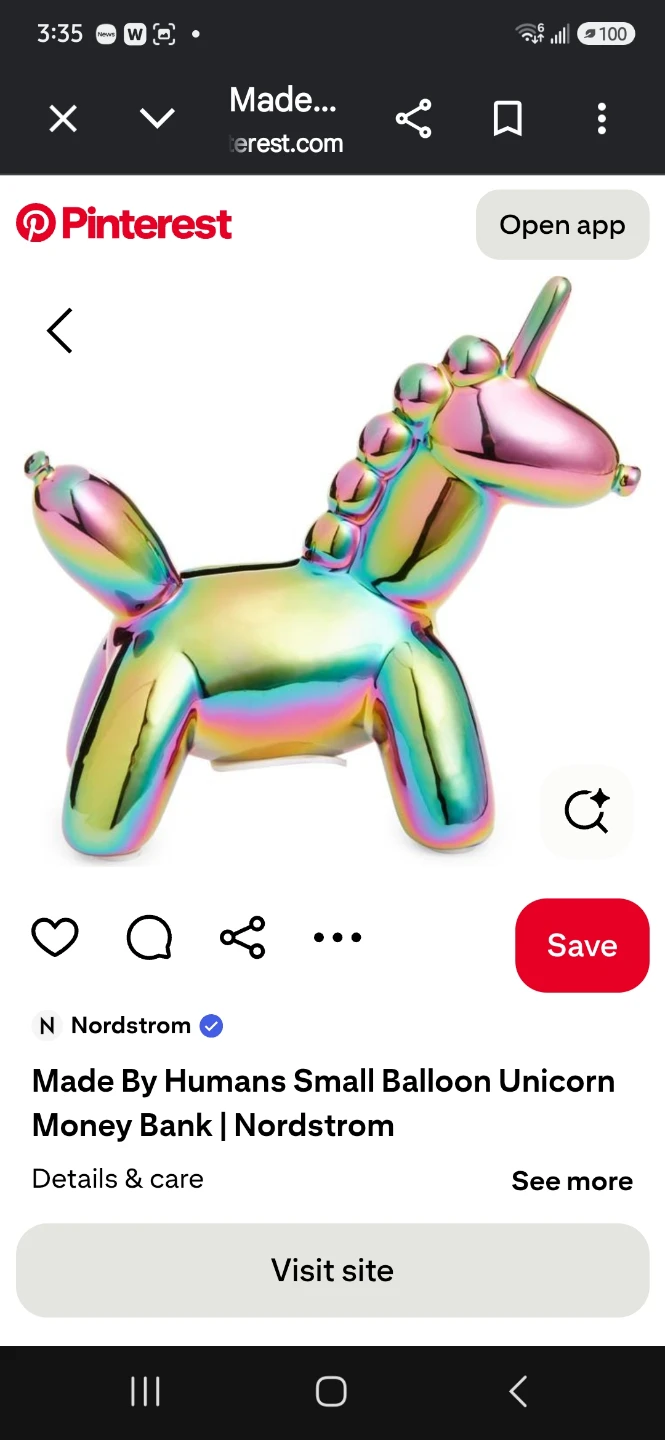 New in Box Made By Humans Balloon Baby Unicorn Money Bank - photo 3