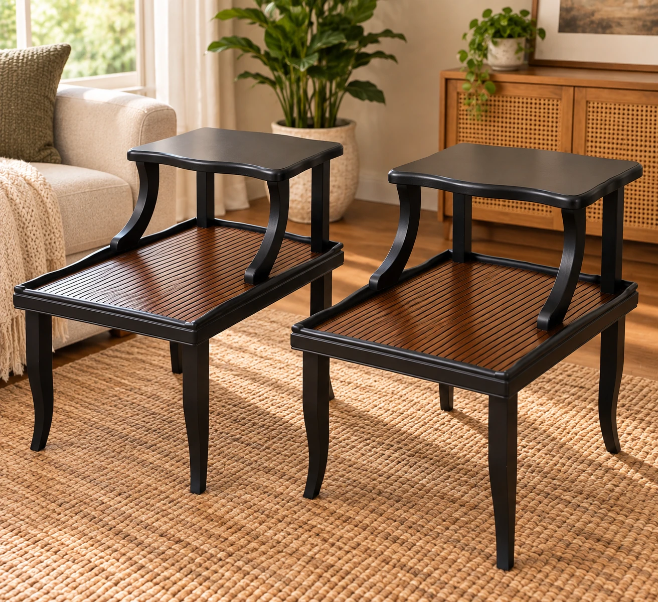 Vintage two-tier side tables