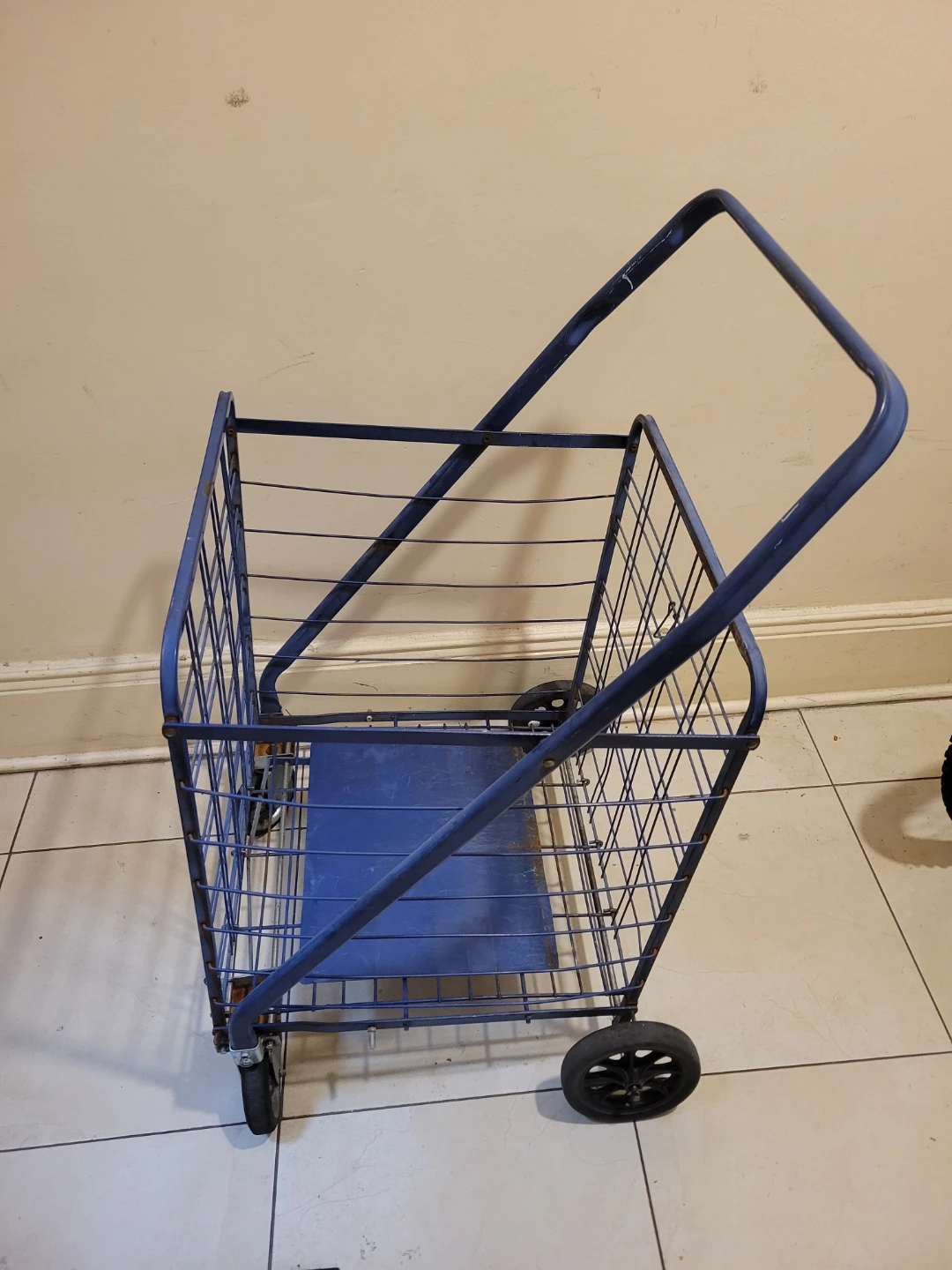 Blue Metal Folding Grocery Cart - photo 3