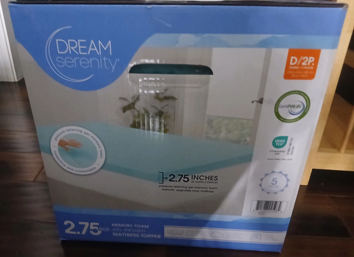 Dream Serenity 2.75 Inch Double Gel Memory Foam Mattress Topper