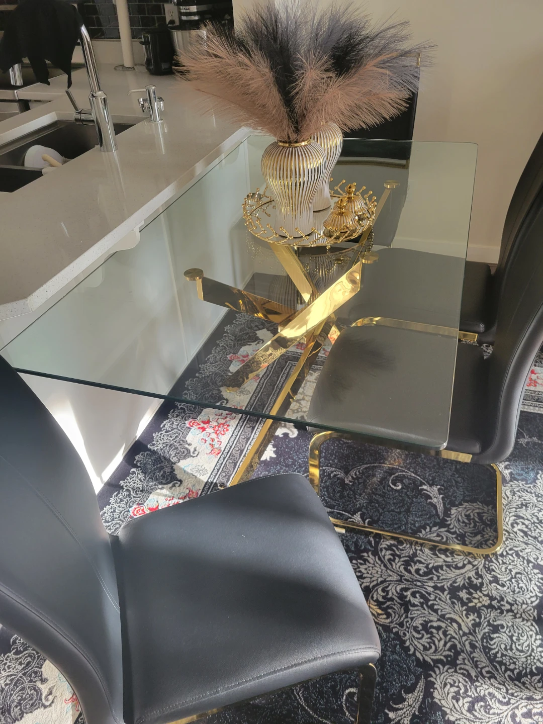 Glass Dining Table with Gold Legs - photo 4