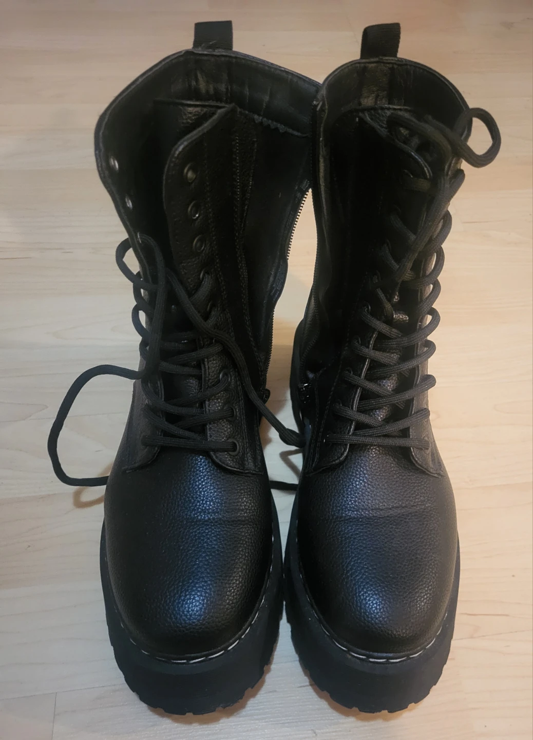 Black Lace-Up Platform Boots