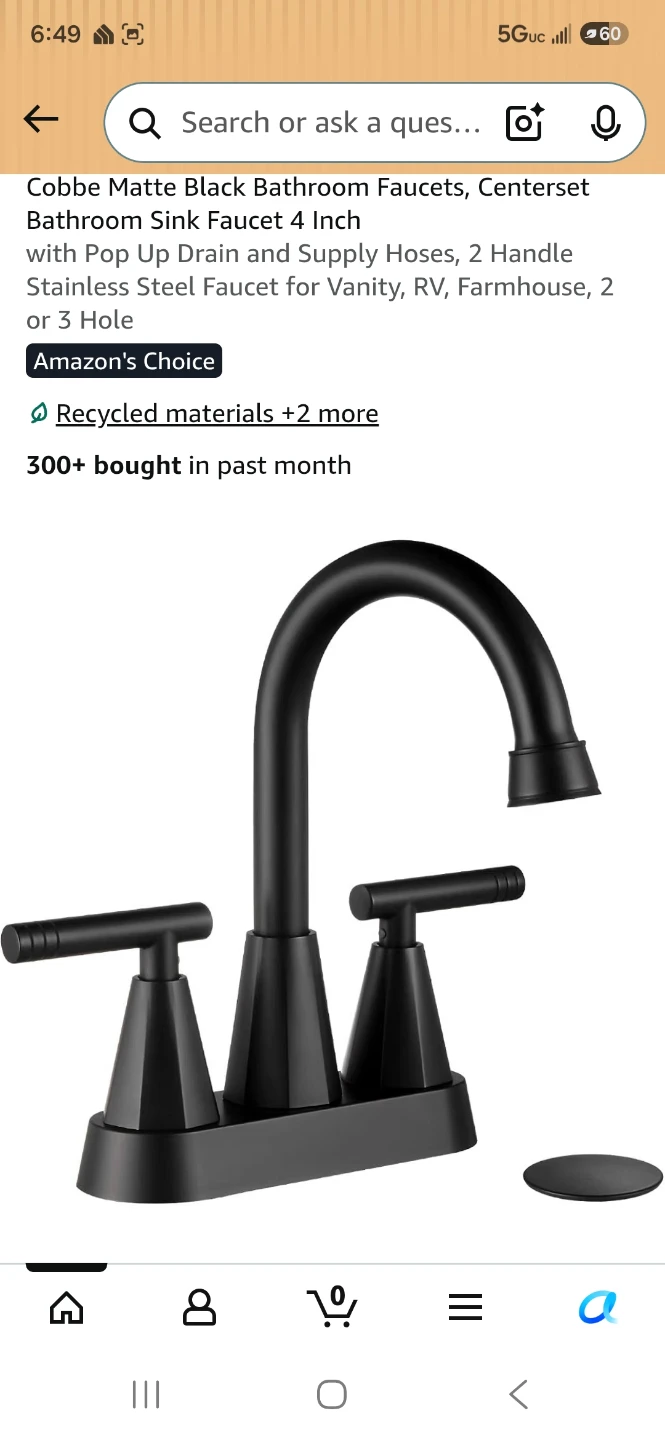 Cobbe Matte Black 4-Inch Centerset Bathroom Faucet - photo 2