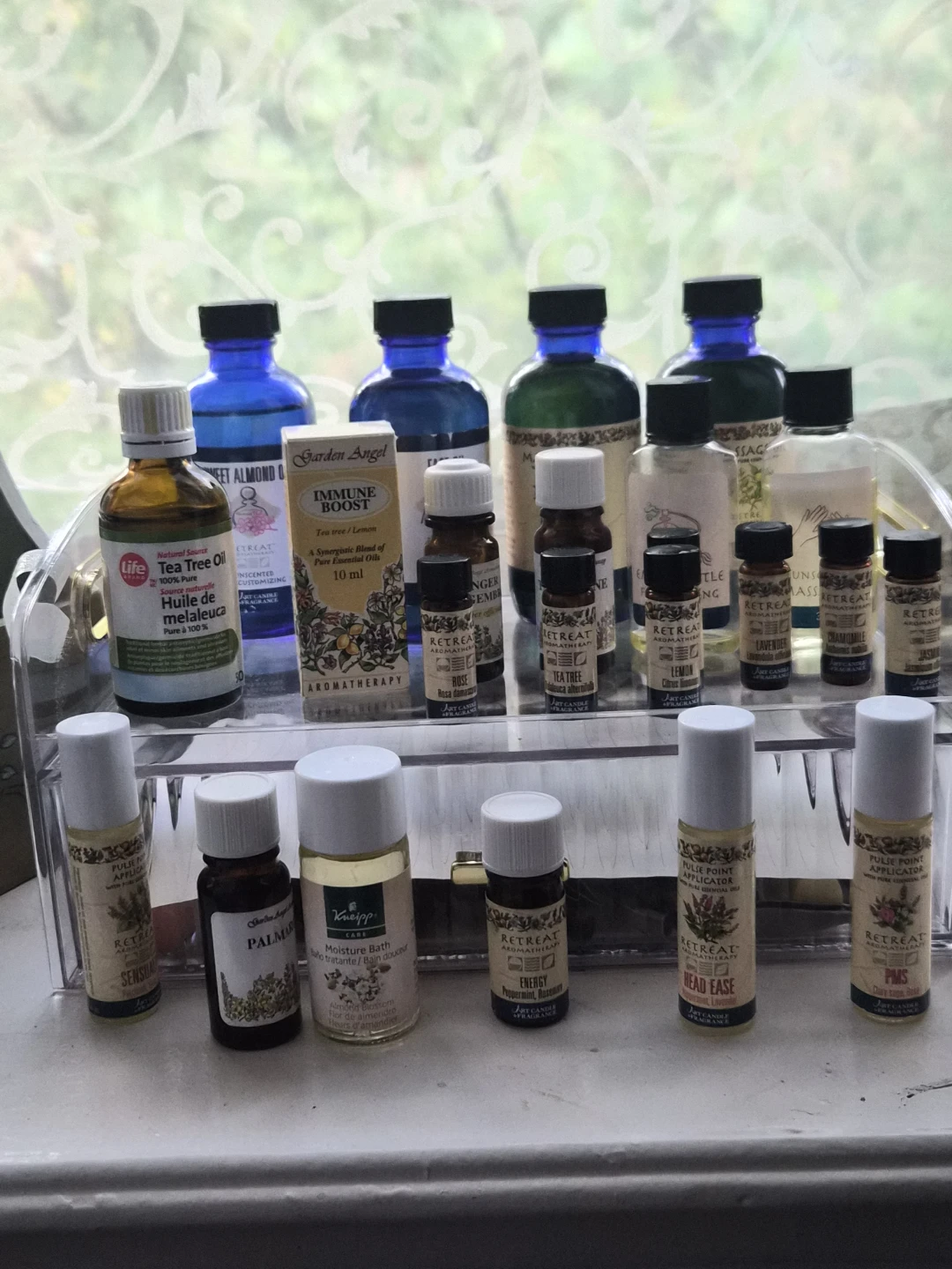 Aromatherapy Oil Collection with Wooden Carrier