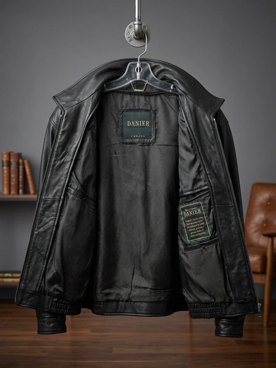 Danier men Black Leather Jacket Size M/M - photo 5