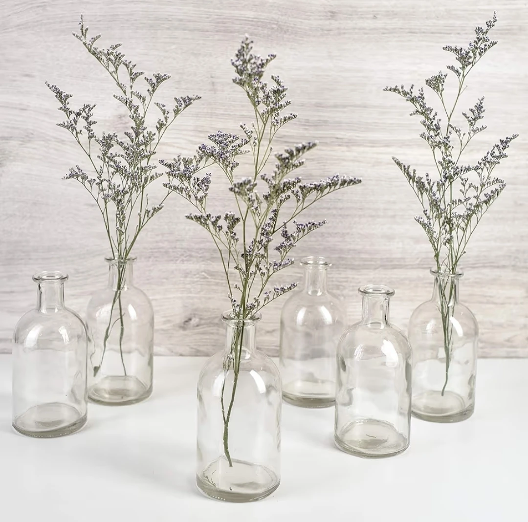 10 pieces - New Clear Glass Bud Vases