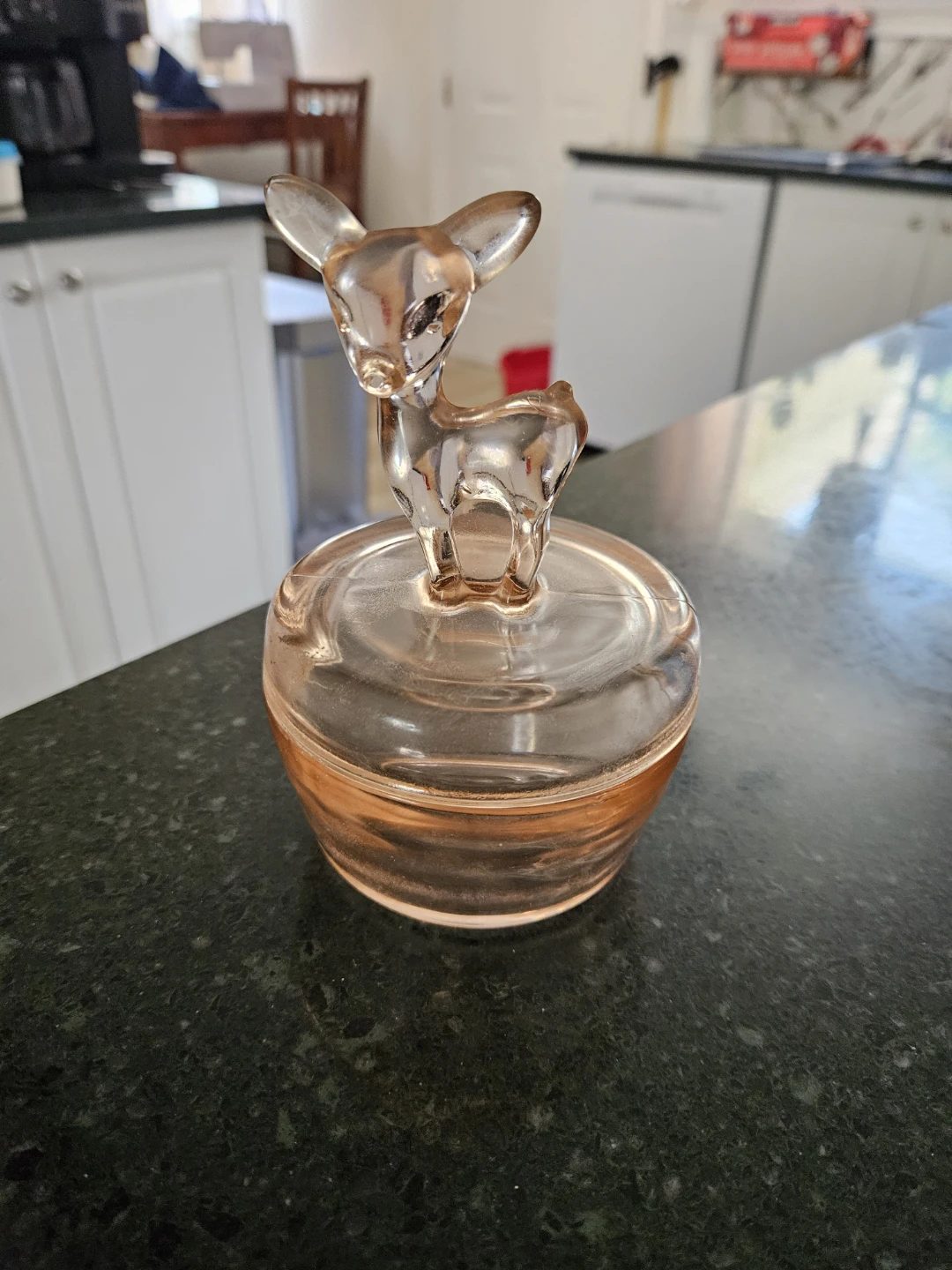 Vintage Pink Glass Deer Trinket Dish - photo 2
