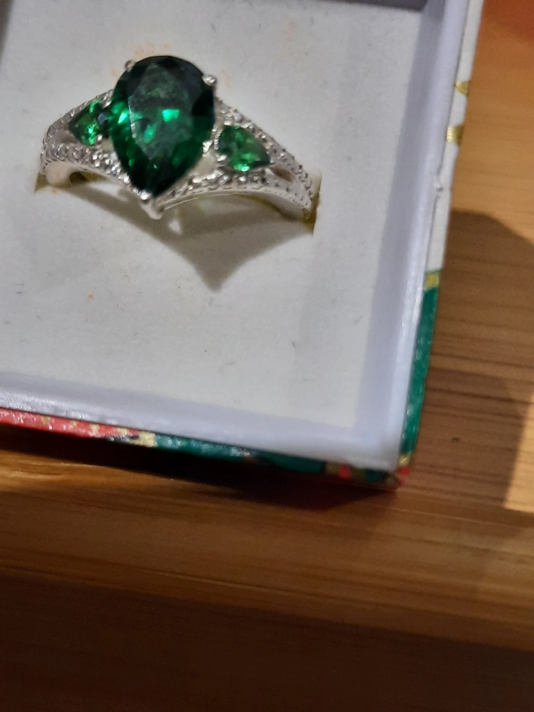 New teardrop Emerald trinity sterling silver ring - photo 3