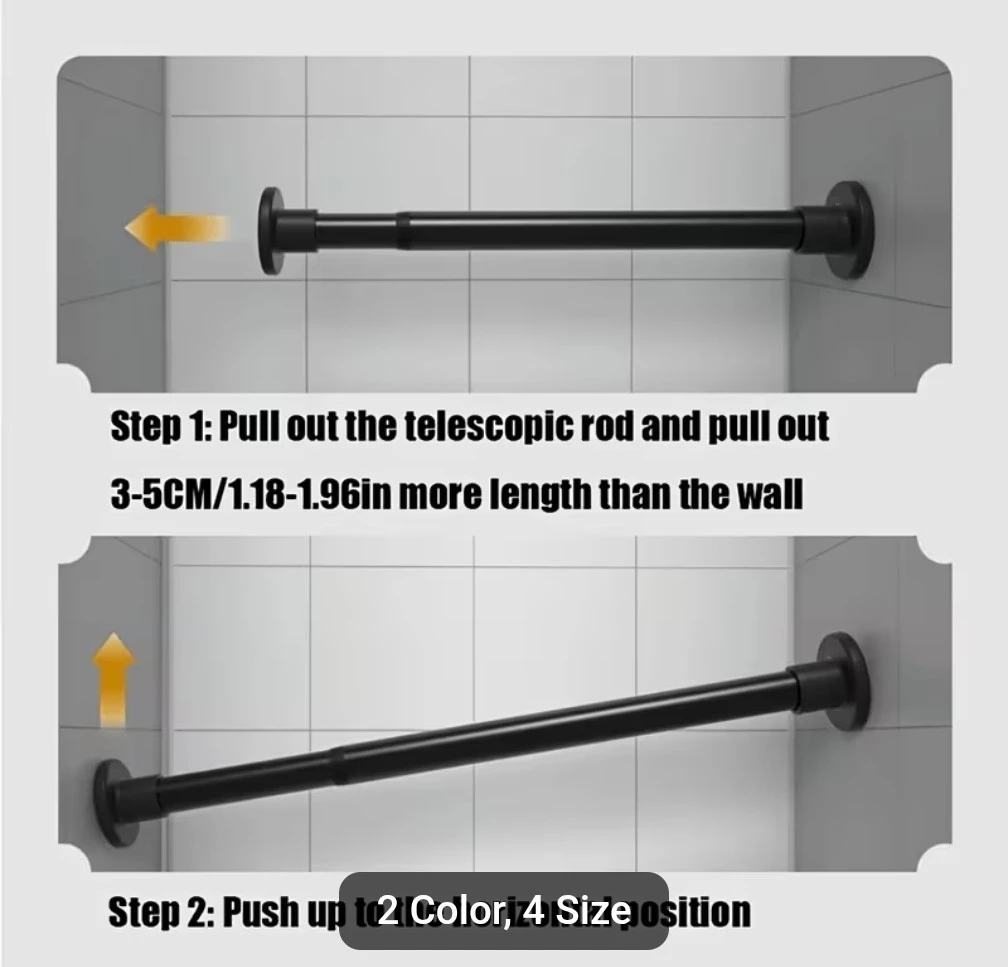 No-Drill Black Telescopic Tension Rod - photo 4