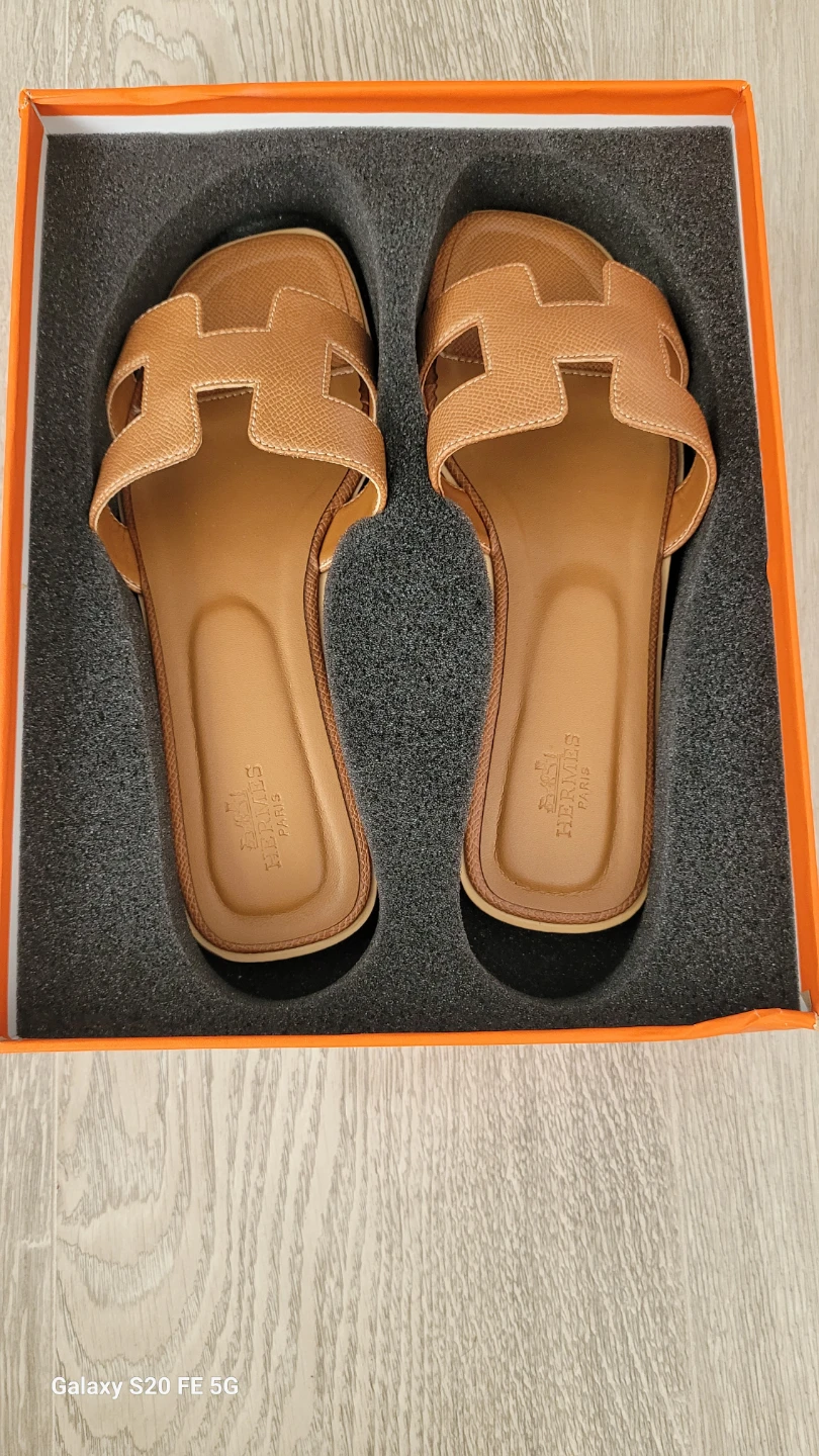 Hermes Oran Sandals Khaki Size 37