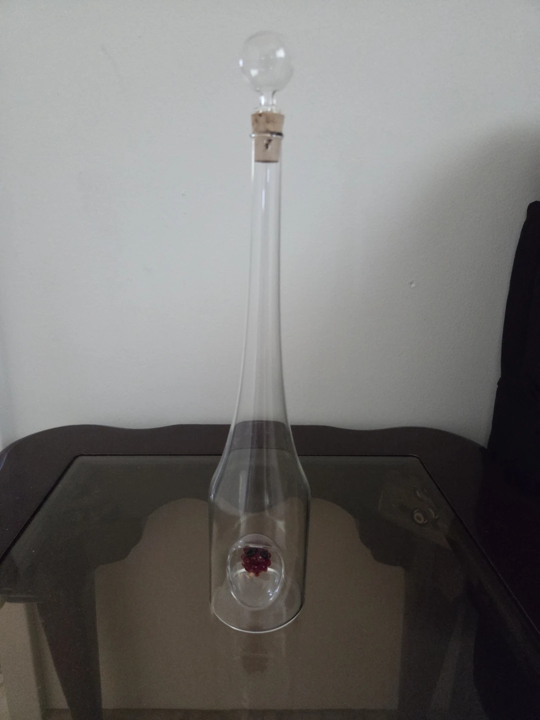 Clear Glass bottle with Raspberry Detail