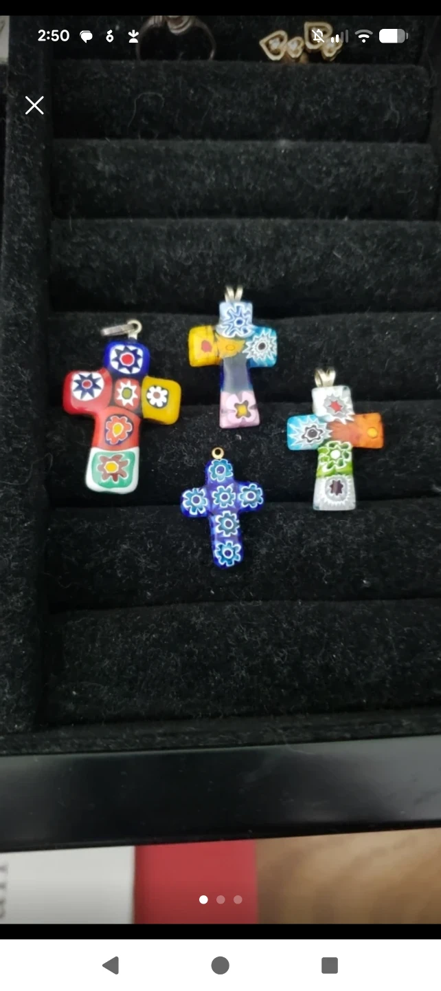 Assorted Millefiori and Stone Cross Pendants - photo 3