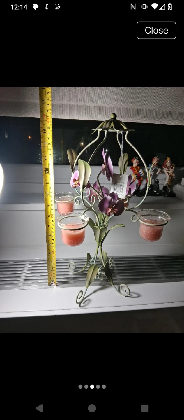 Floral Metal Tea Light Candle Holder - photo 3