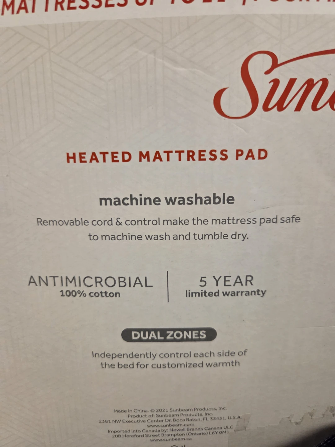 Queen Machine Washable Dual Side  Sunbeam Heated Mattress Pad - photo 5