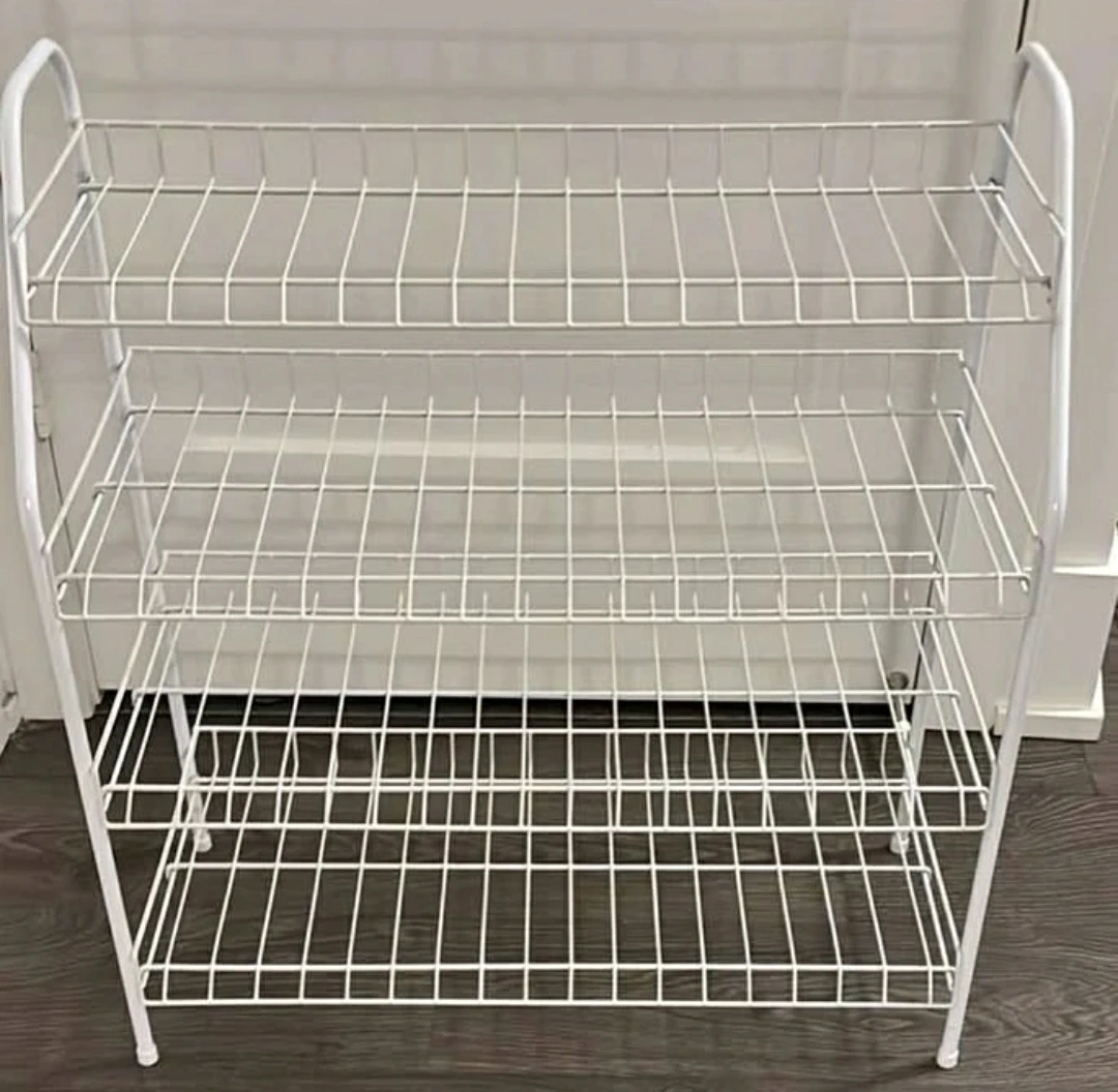 White Wire Four-Tier Shoe Rack