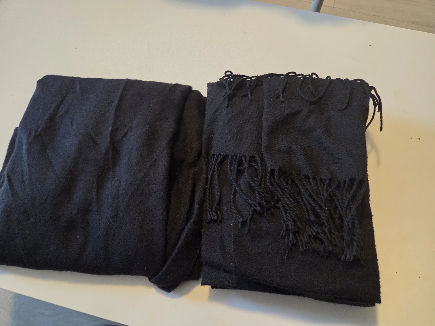 Mango black fringed scarf