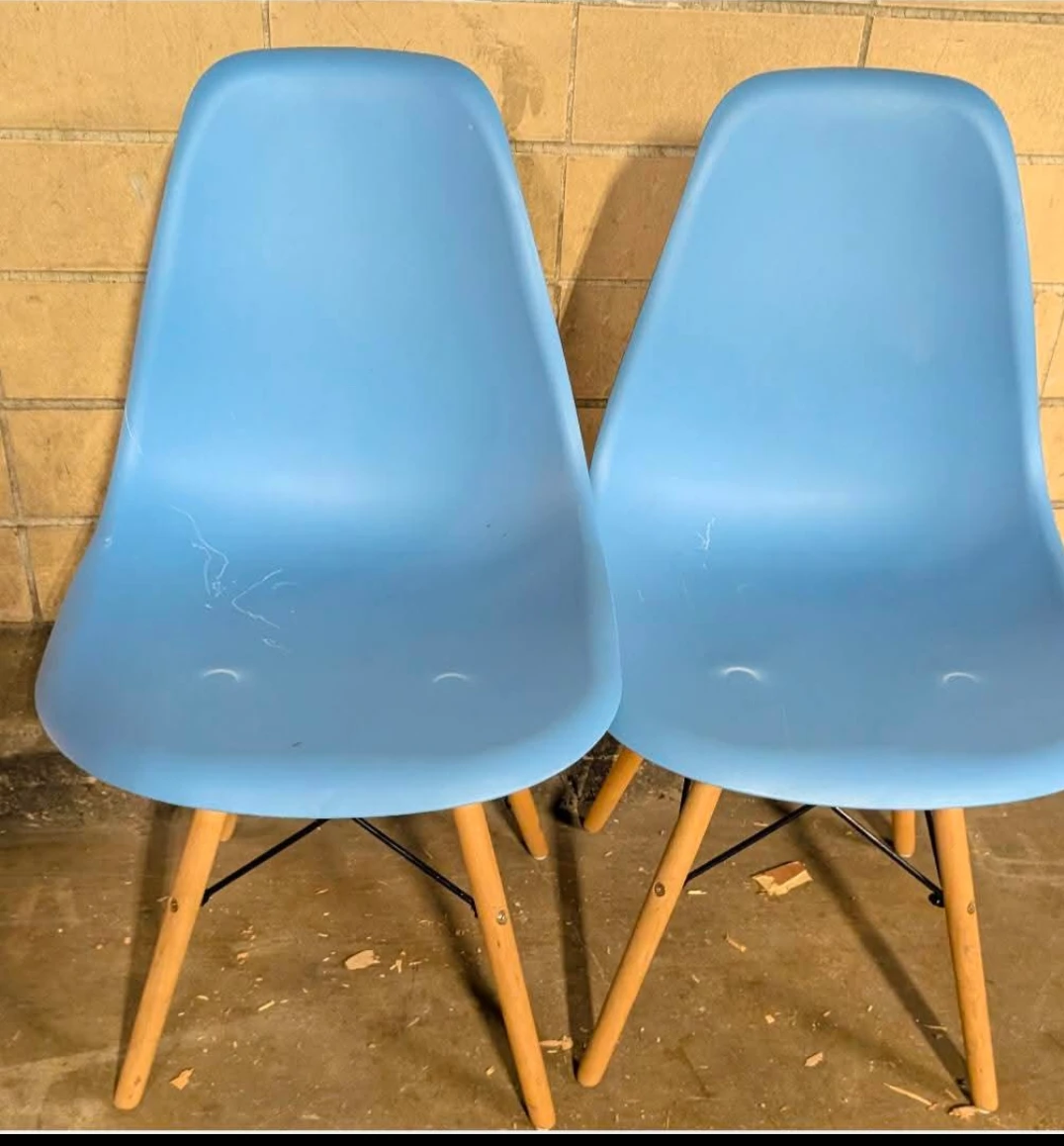 Set of 2 Blue Eames Style Chairs