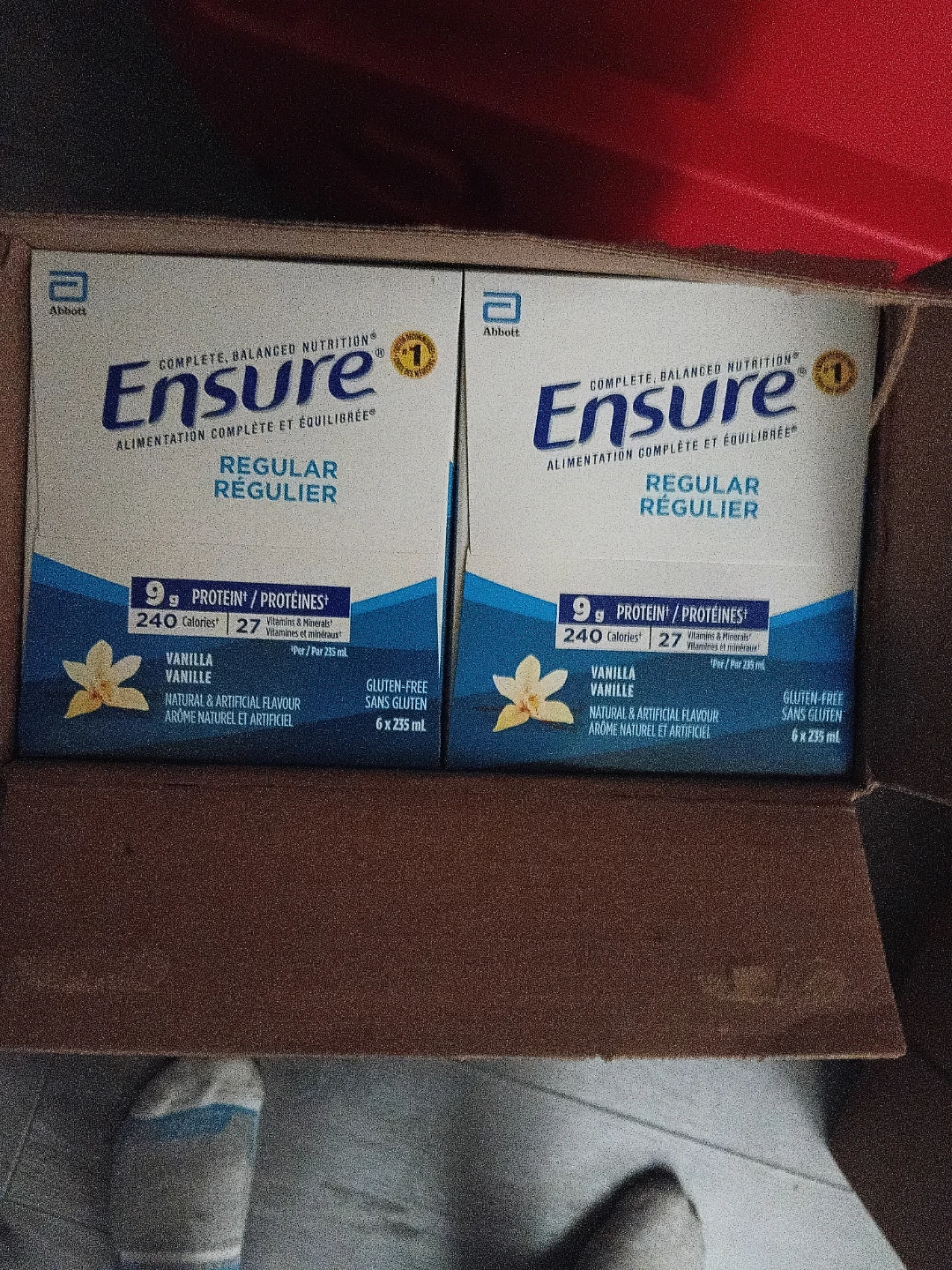 Case of Ensures meal supplement drinks,  Vanilla flavour