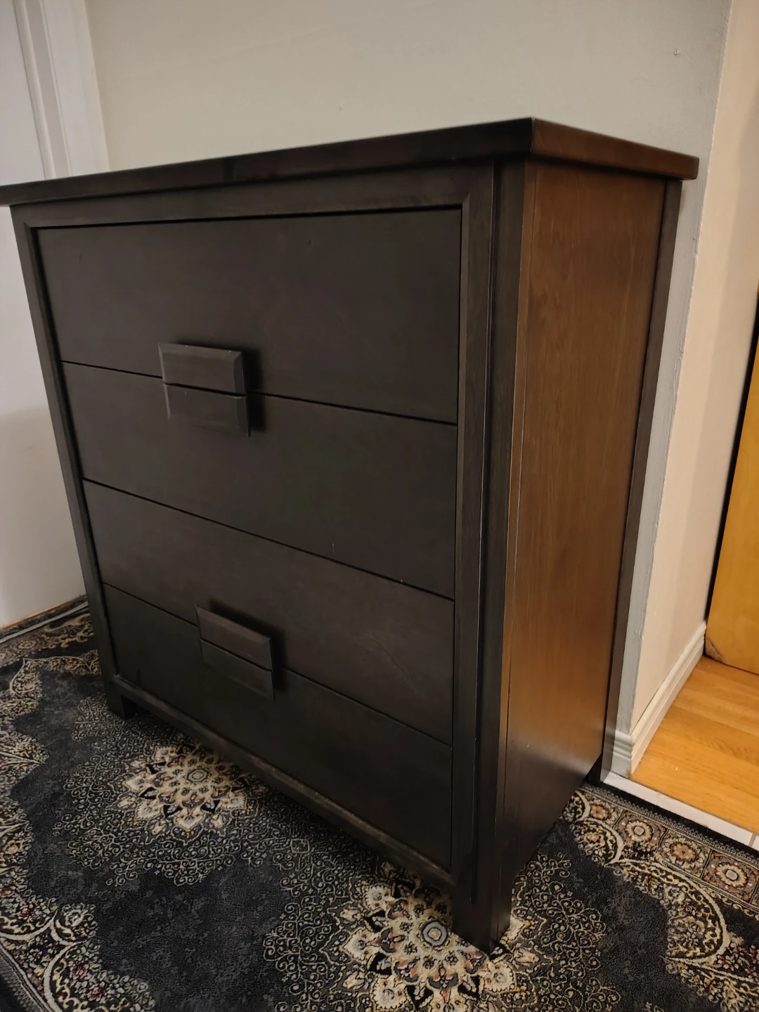 Dark Brown 4-Drawer Wood Dresser
