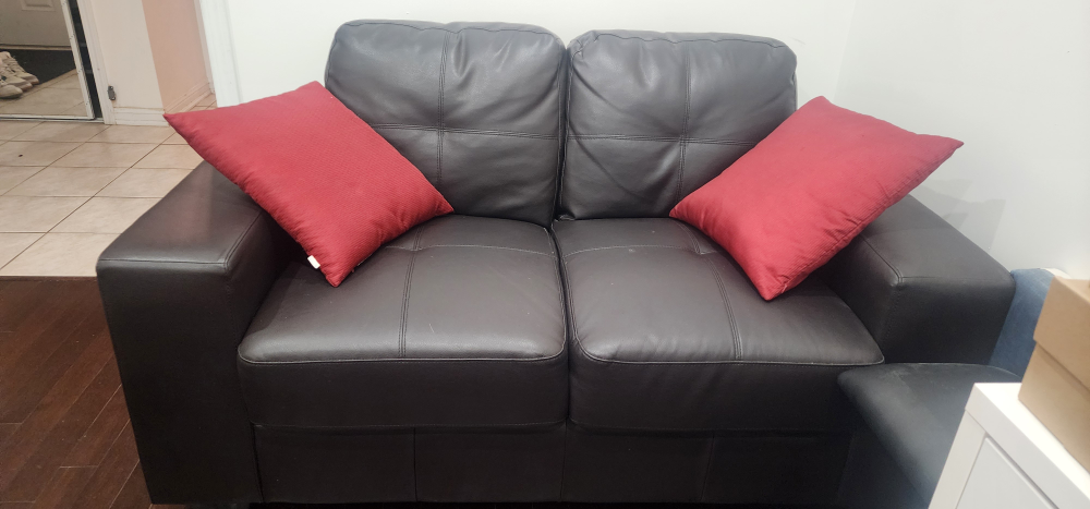Dark Brown Leather Loveseat