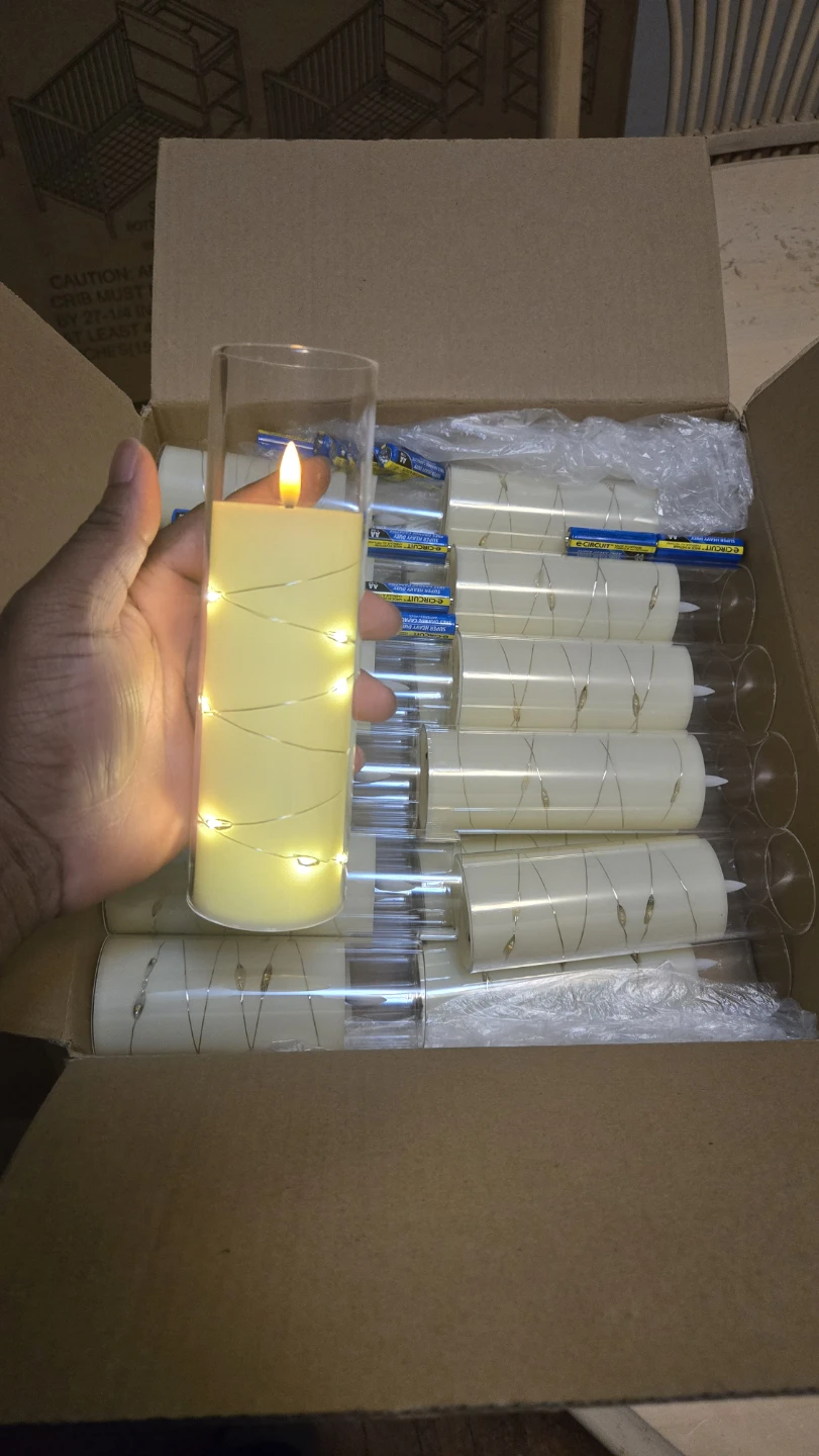 Set of 24 LED Pillar Candles in Glass Sleeves - photo 4