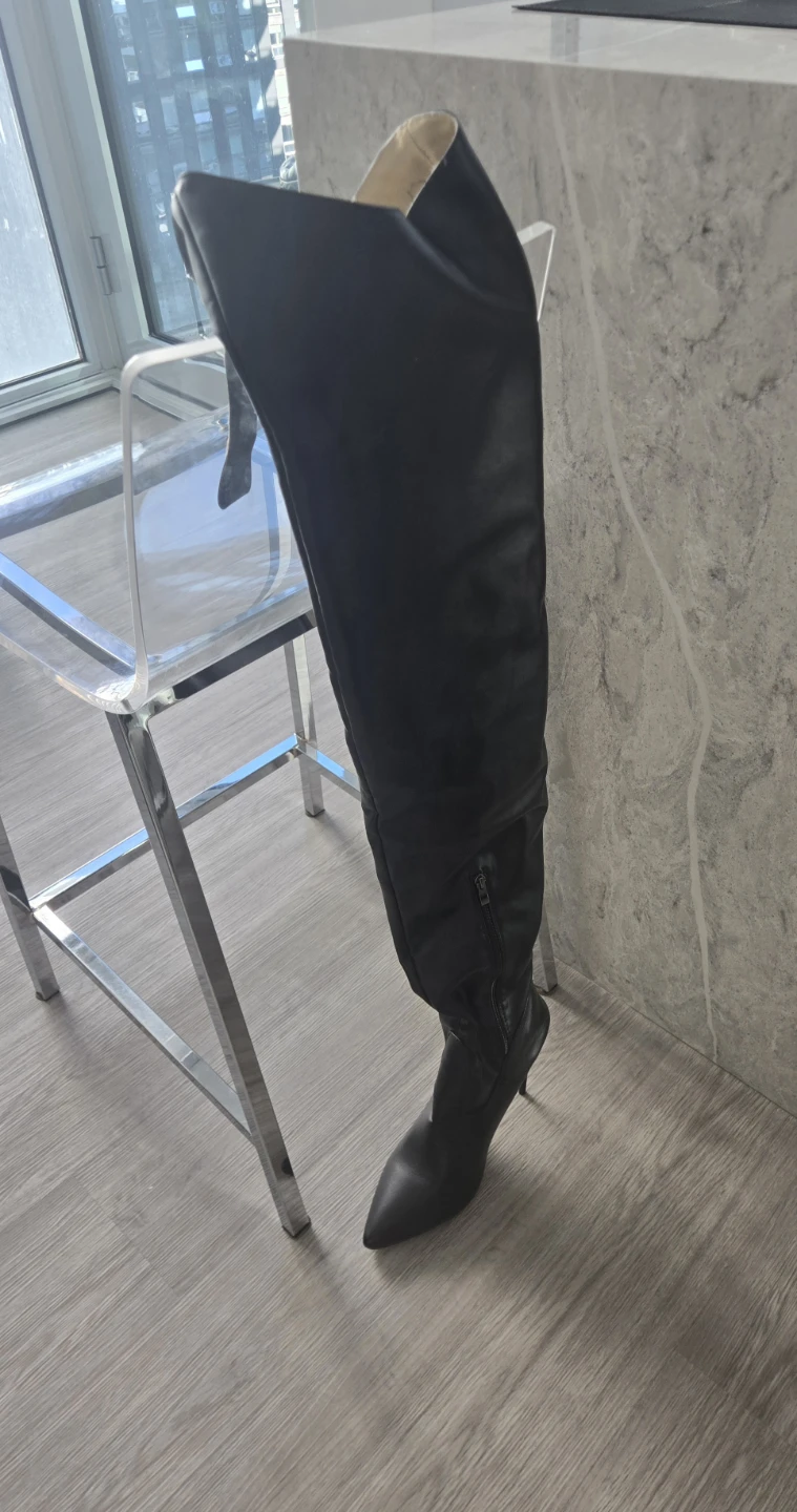 Black Thigh-High Stiletto Boots - 5" Heels - Size 43 - photo 5