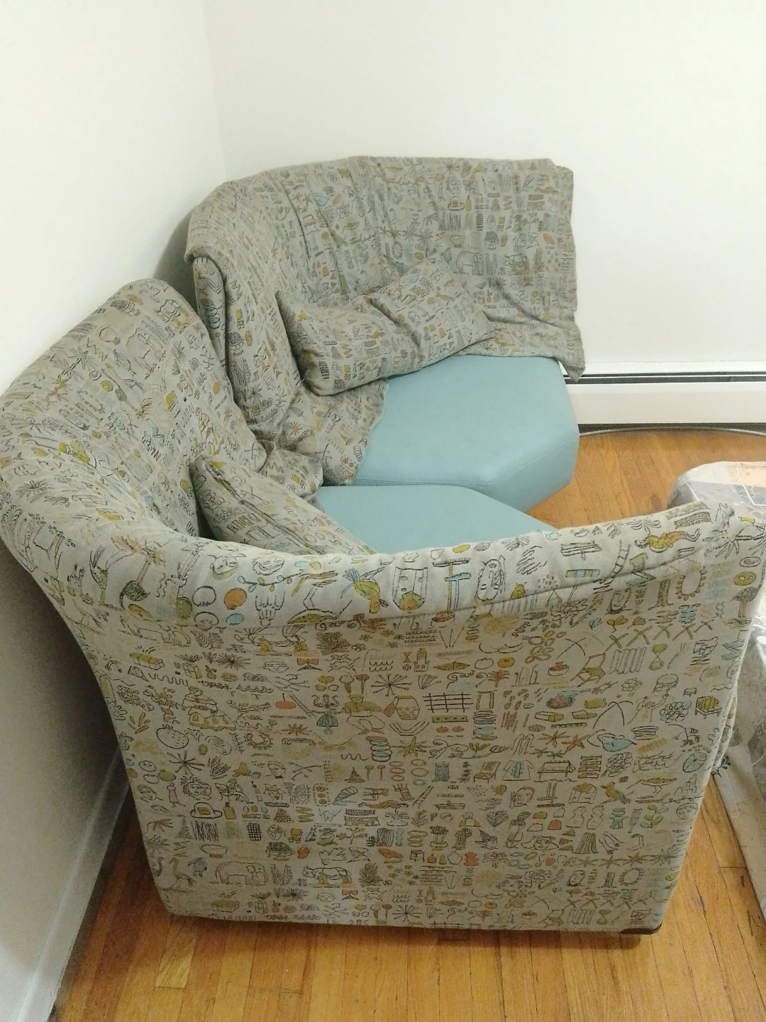 Two-Piece Sectional Sofa with Patterned Cover