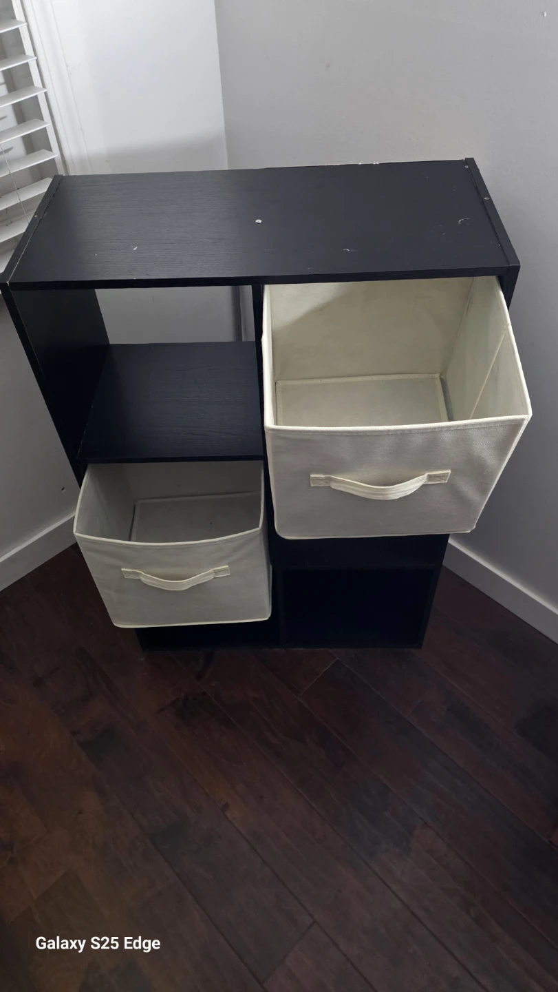 Black Cube Storage Organizer with Two Bins - photo 3