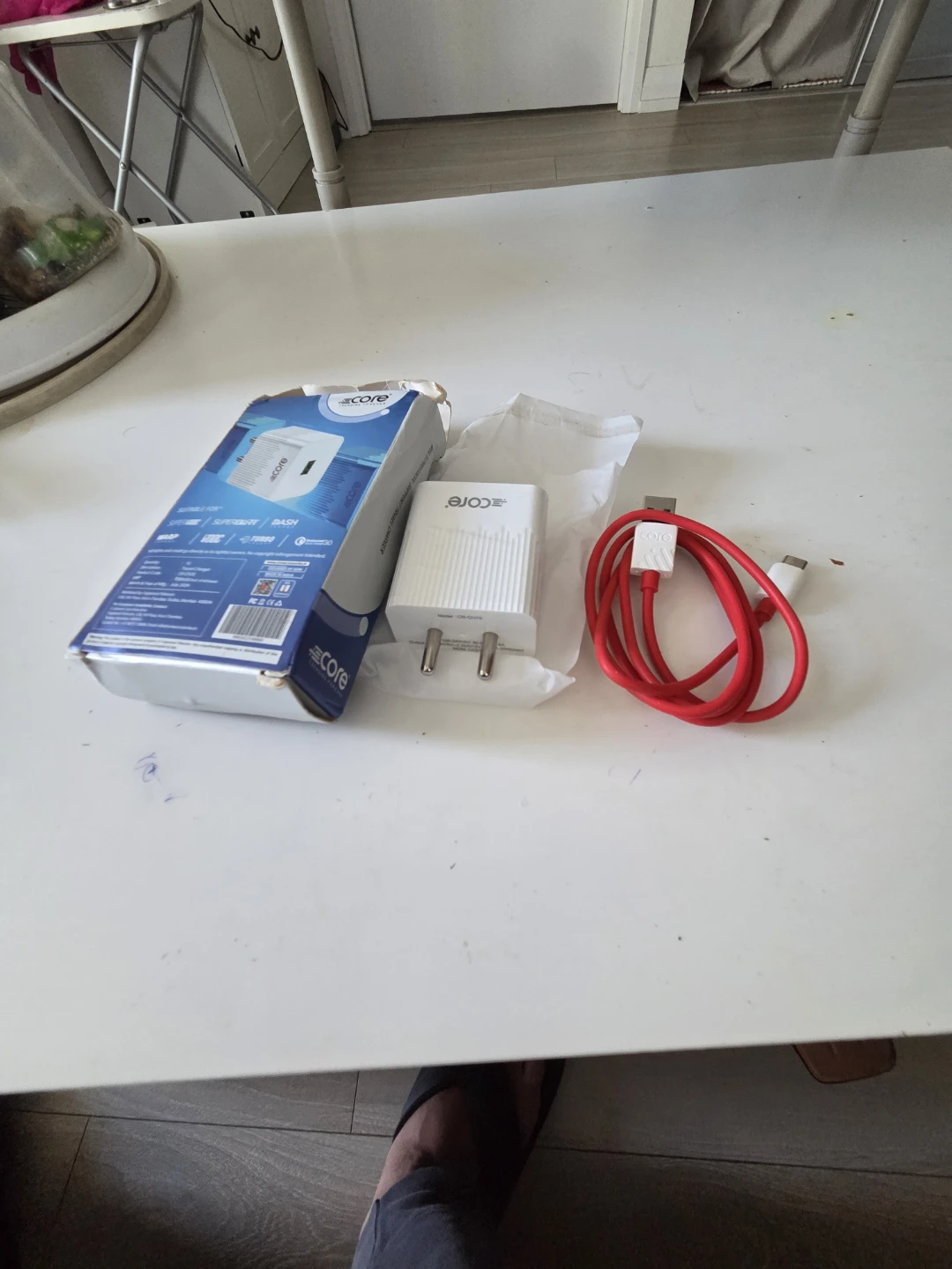 Core travel charger with cable