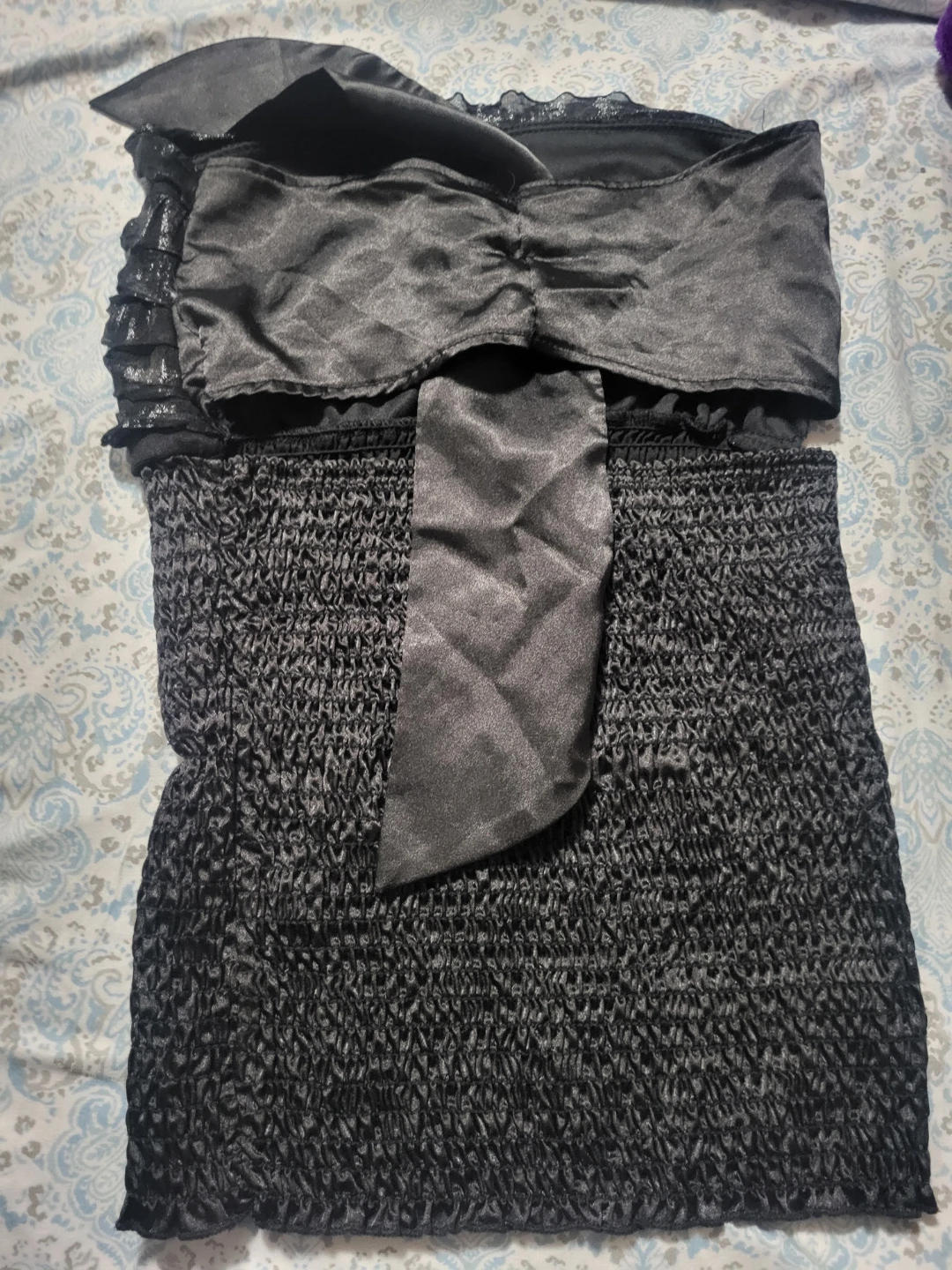 Black Strapless Ruffle Tube Top - photo 2