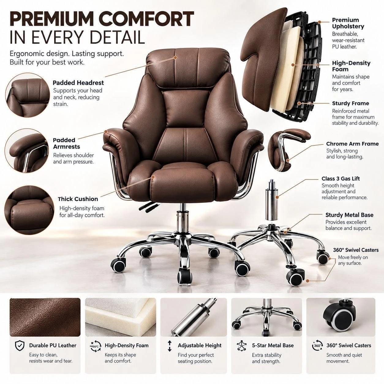 Ergonomic Office Chair with High-Density Foam - photo 2