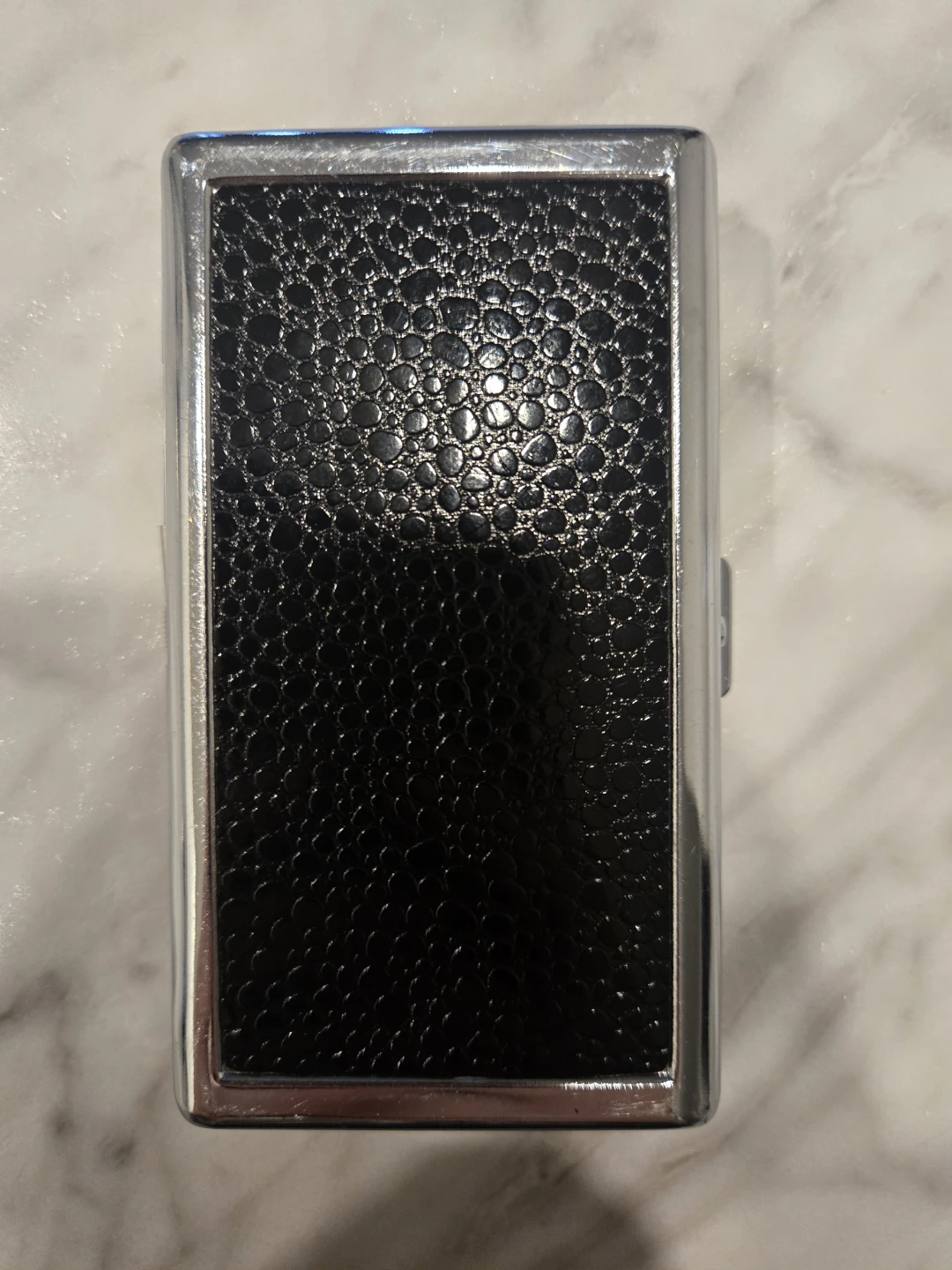 Metal and Black Faux Leather Cigarette Case - photo 2