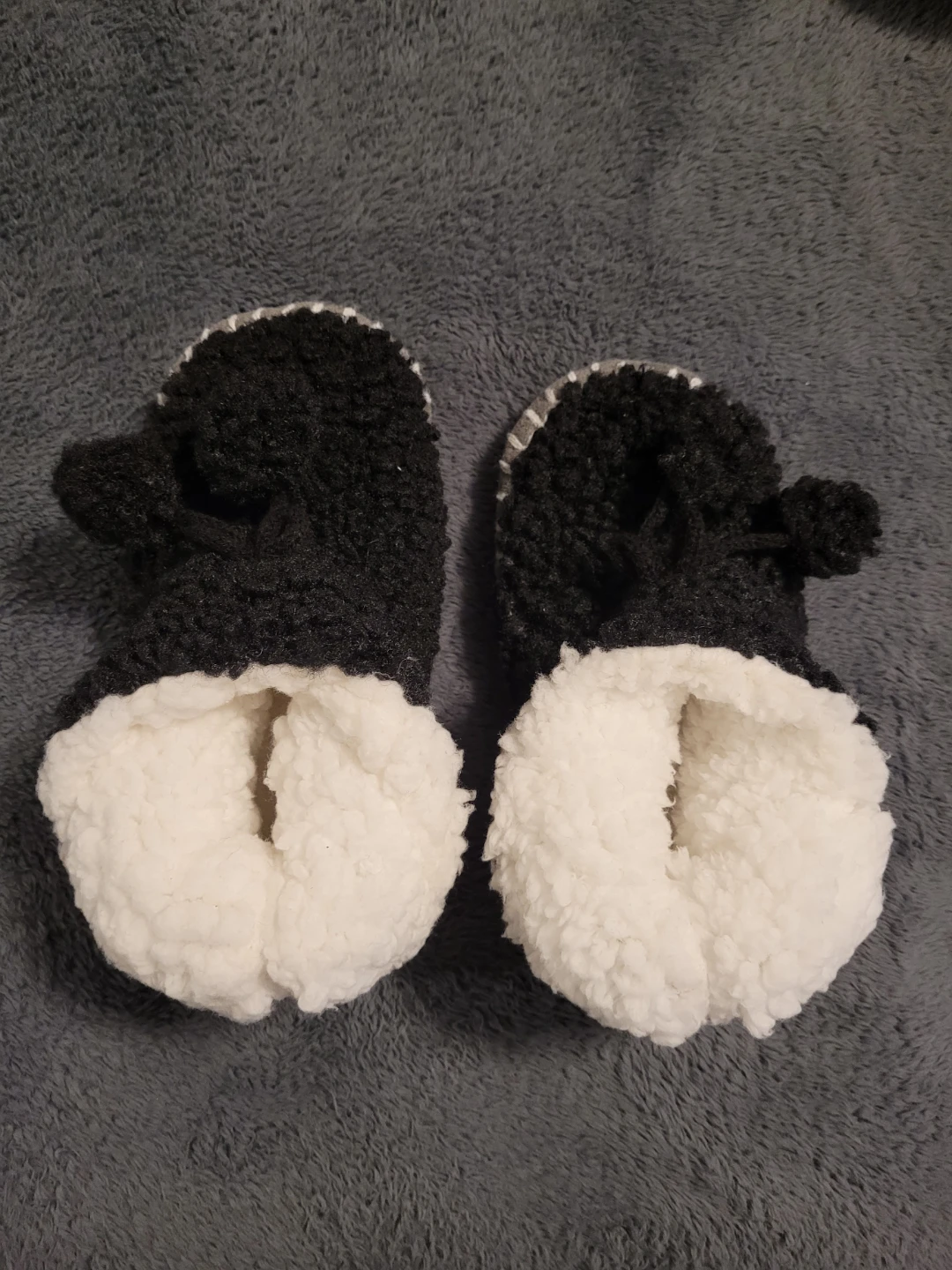 Black and Grey Slippers_warm and fuzzy