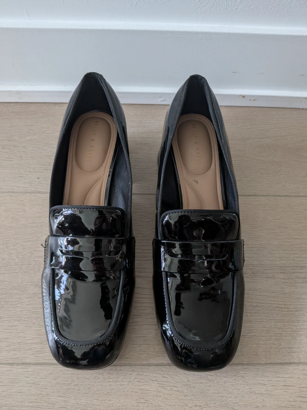 Kelly & Katie black patent loafers, size 10M
